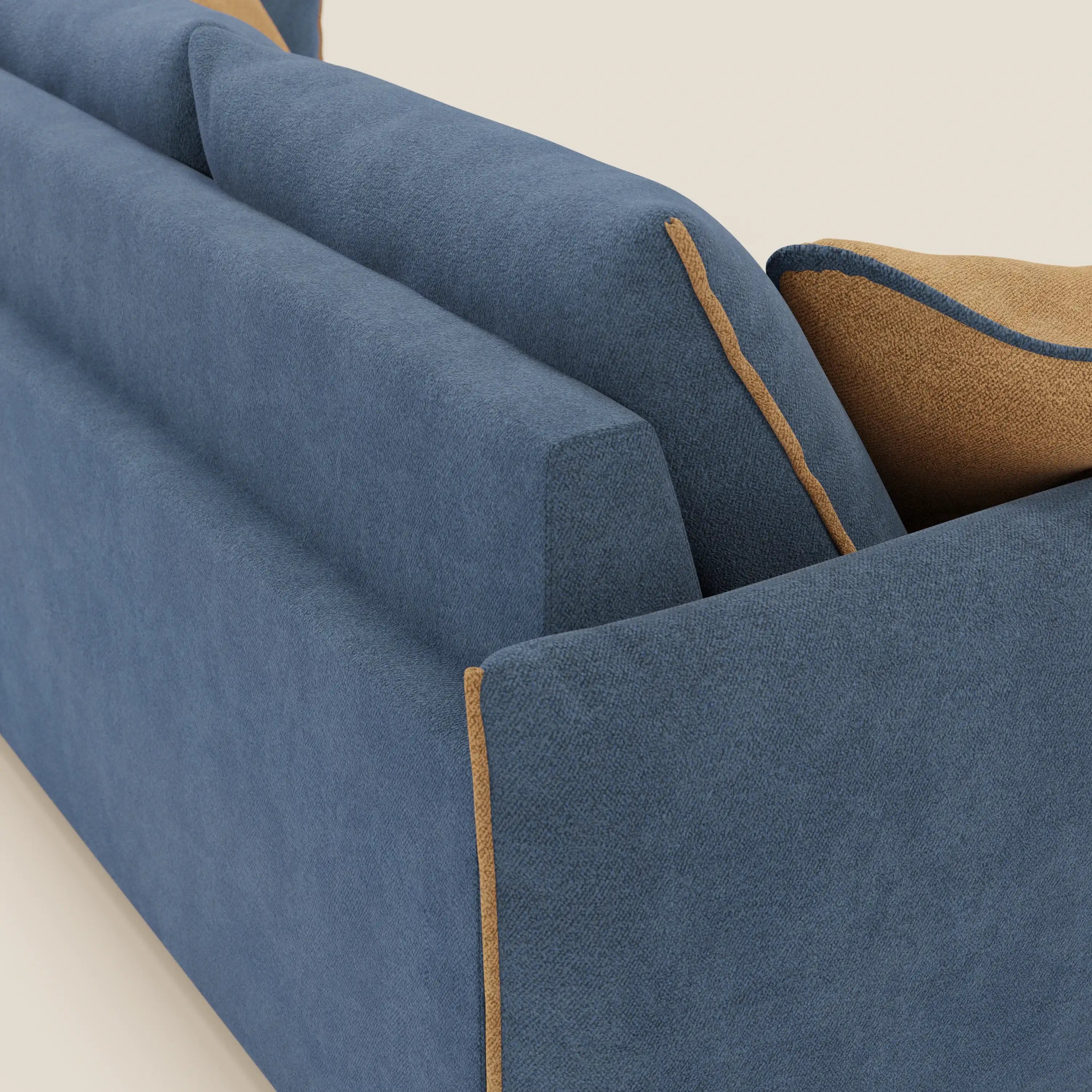 Flexar divano con 3 sedute allungabili schienale in piuma d'oca in bouclé impermeabile T07 blu - arancio