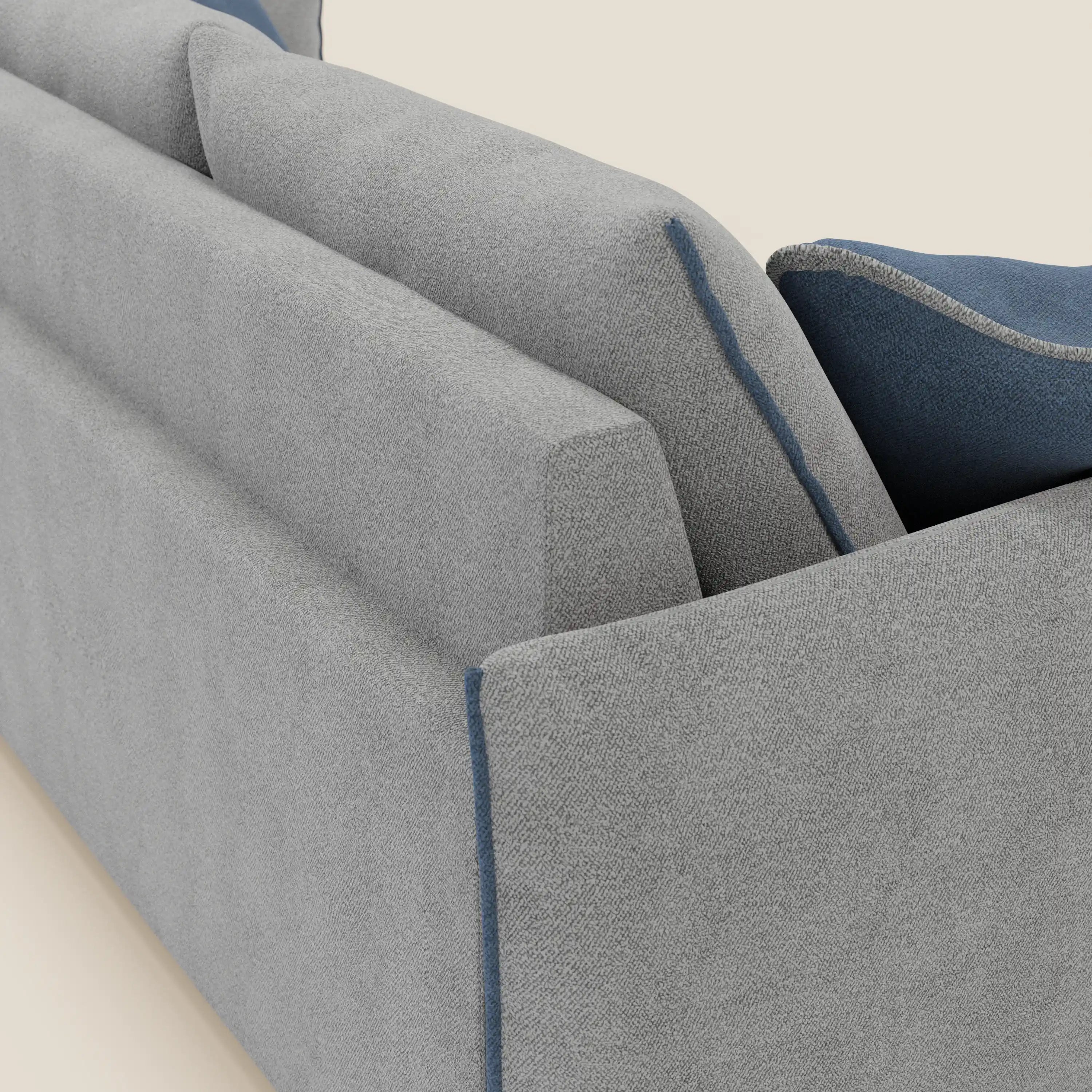 Flexar divano con 3 sedute allungabili schienale in piuma d'oca in bouclé impermeabile T07 grigio - blu