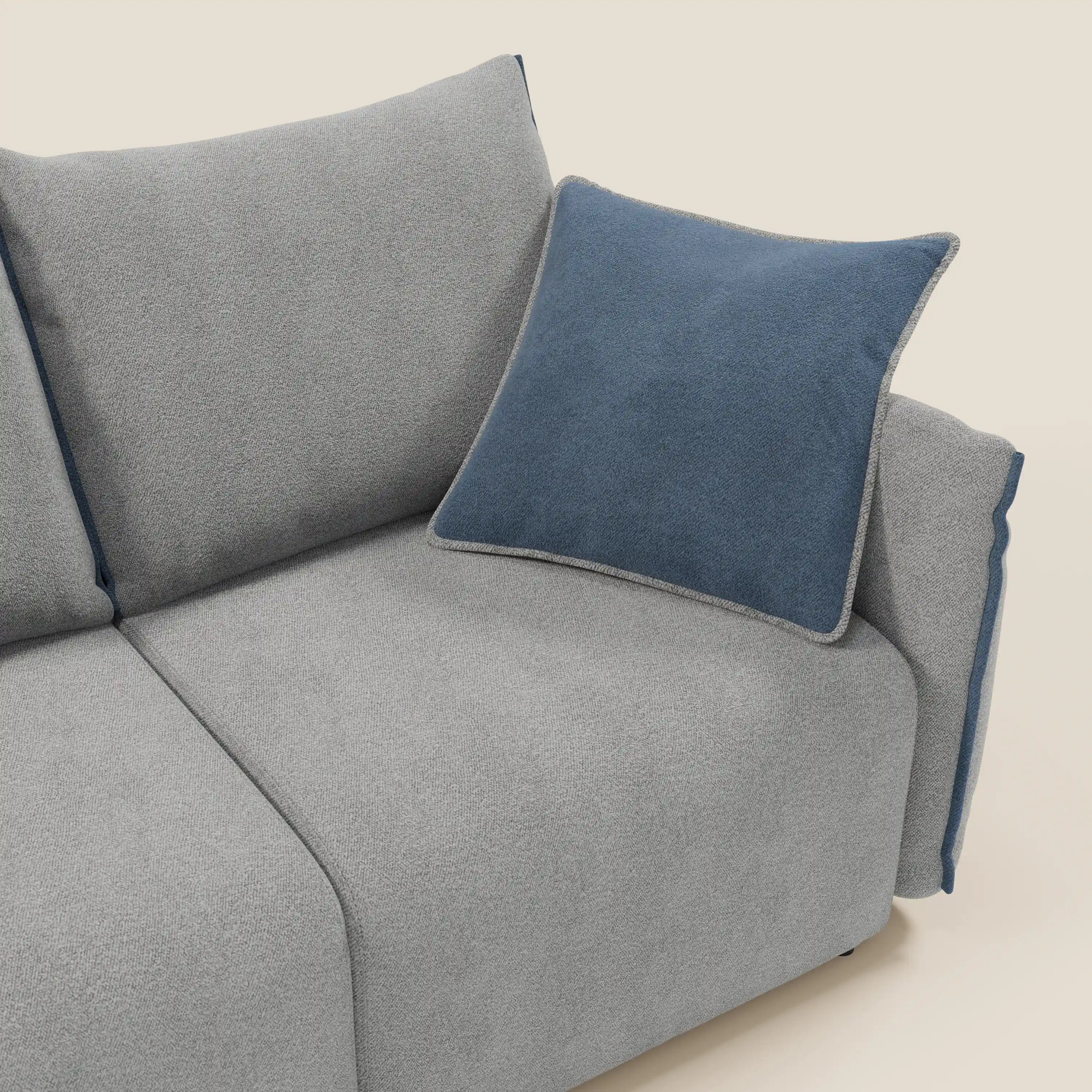 Flexar divano con 3 sedute allungabili schienale in piuma d'oca in bouclé impermeabile T07 grigio - blu