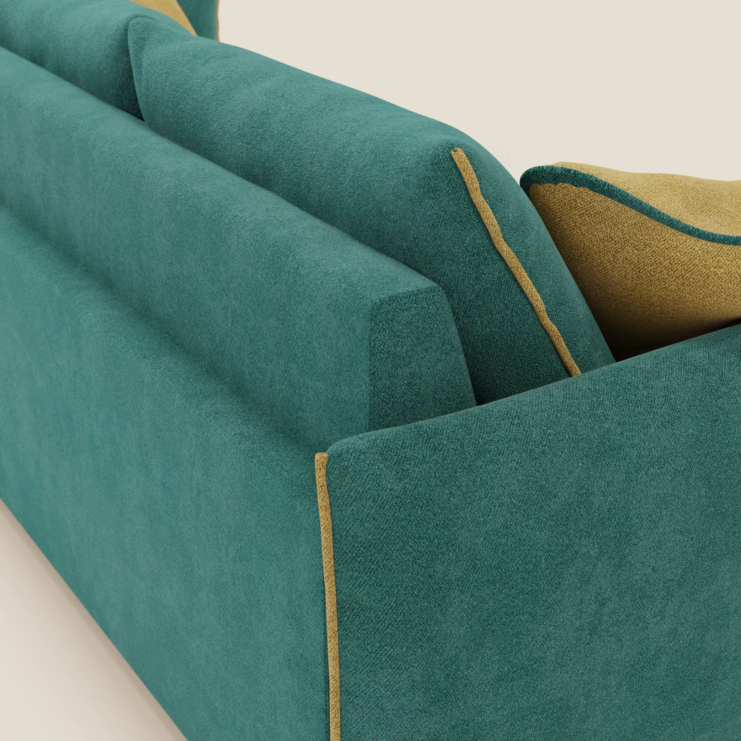 Flexar divano con 3 sedute allungabili schienale in piuma d'oca in bouclé impermeabile T07 verde - giallo