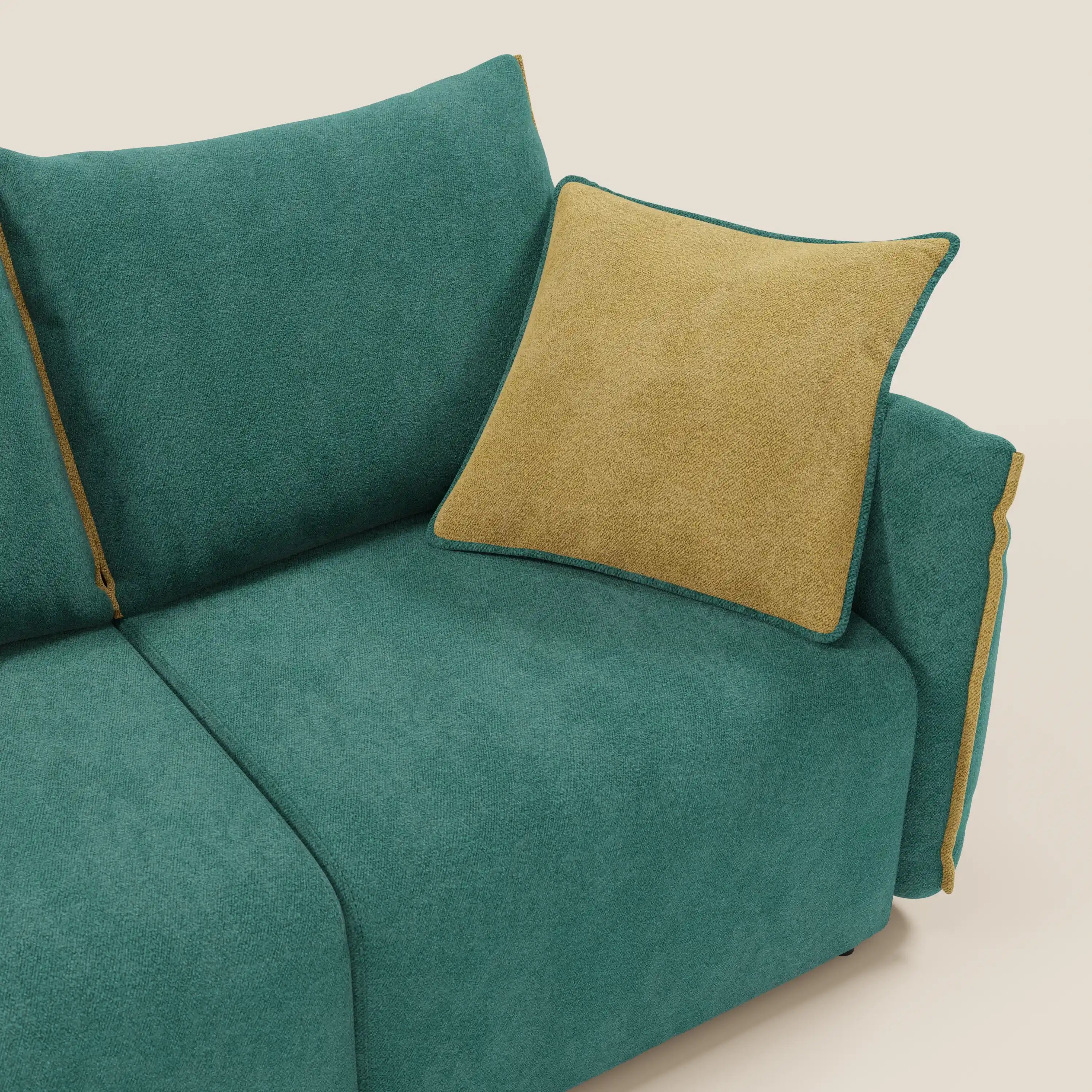 Flexar divano con 3 sedute allungabili schienale in piuma d'oca in bouclé impermeabile T07 verde - giallo
