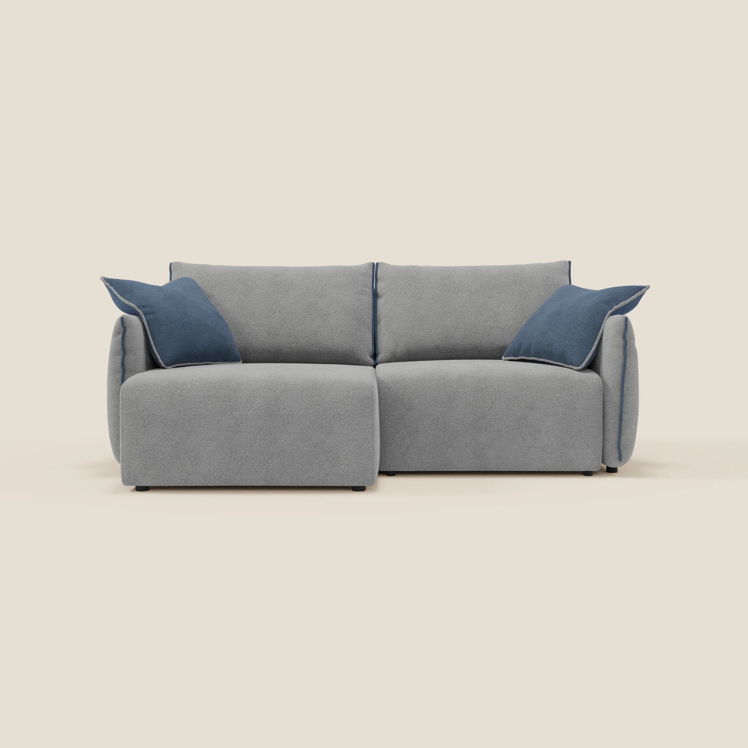 Flexar divano con sedute allungabili e schienale in piuma in morbido bouclé impermeabile T07 grigio - blu