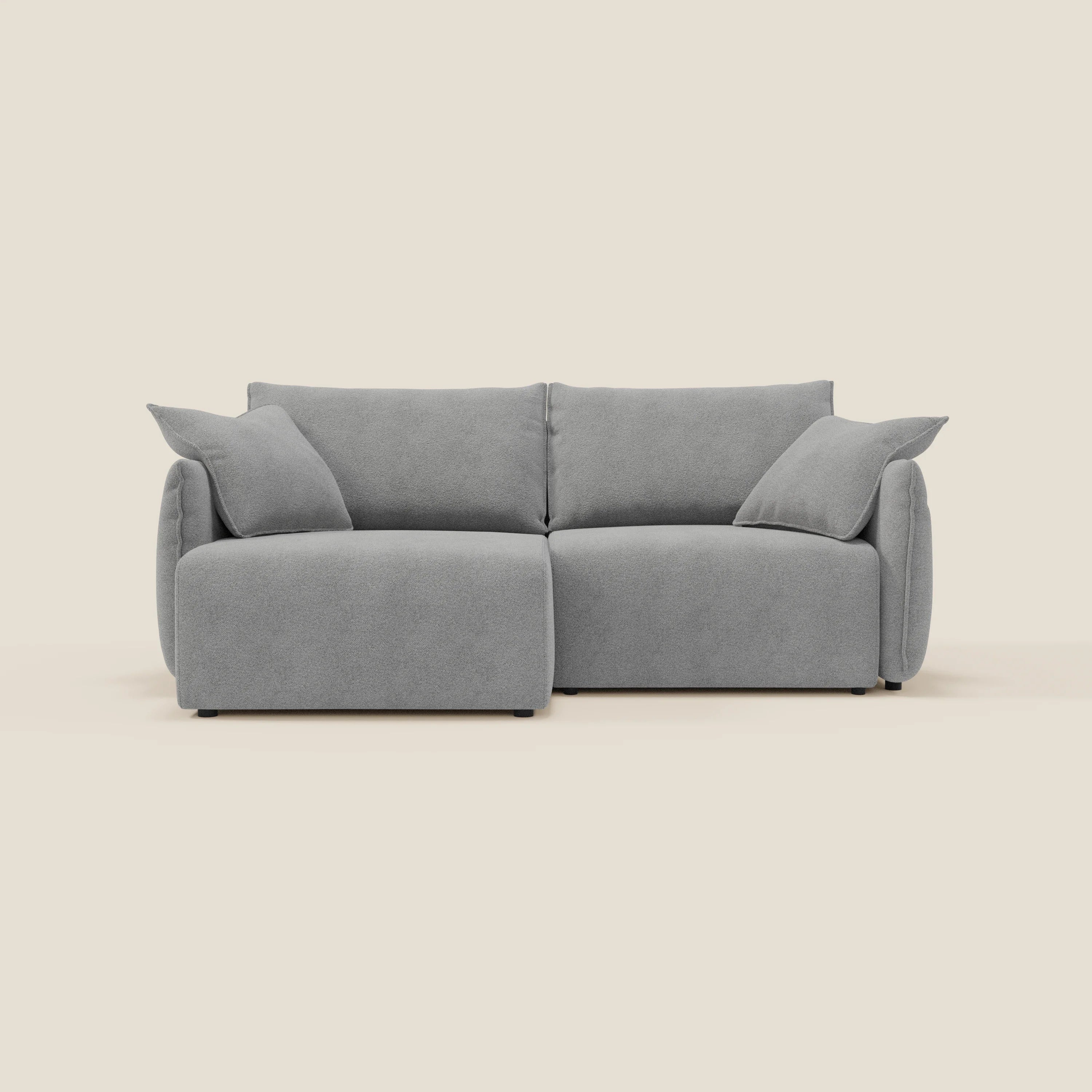 Flexar divano con sedute allungabili e schienale in piuma in morbido bouclé impermeabile T07 grigio