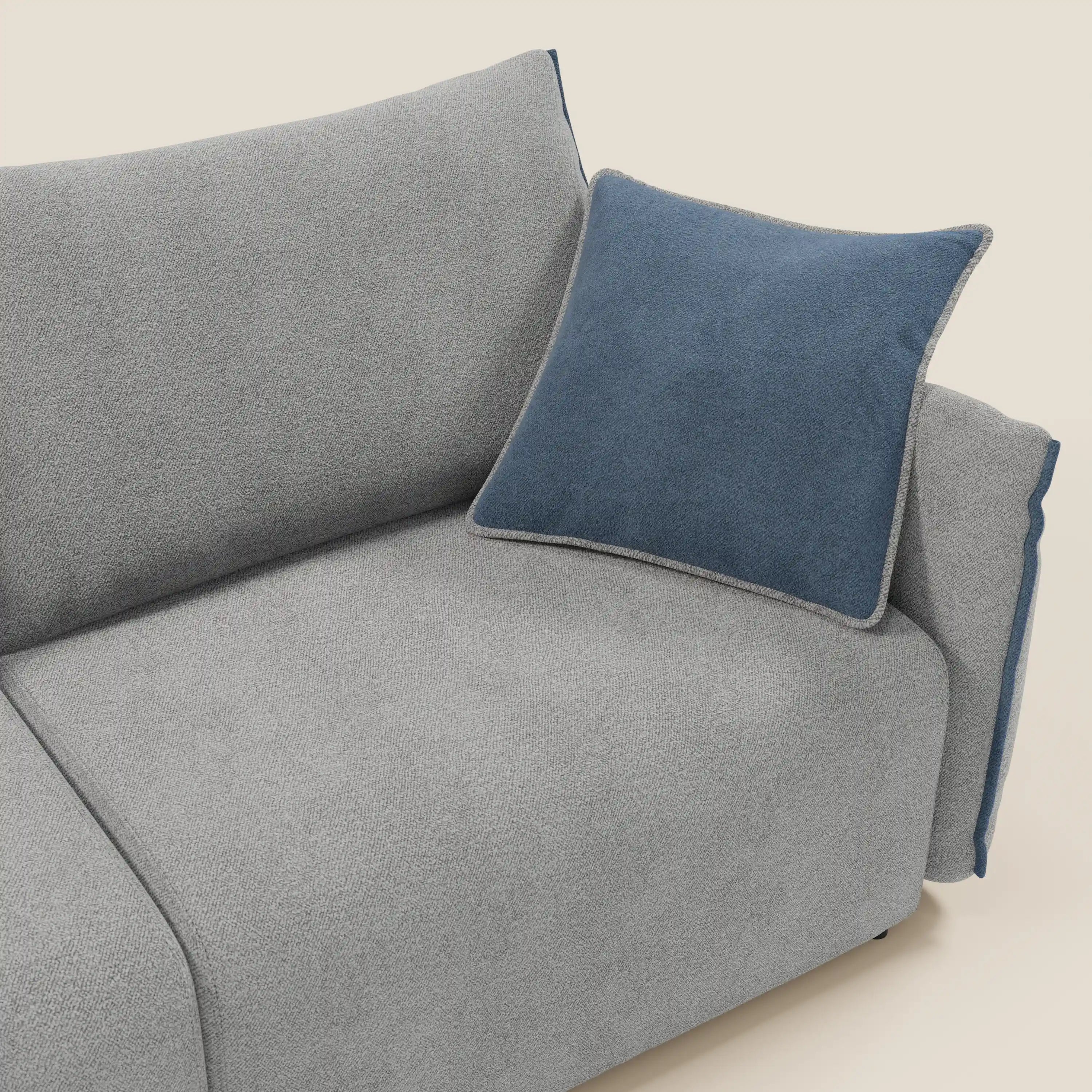 Flexar divano con sedute allungabili e schienale in piuma in morbido bouclé impermeabile T07 grigio - blu