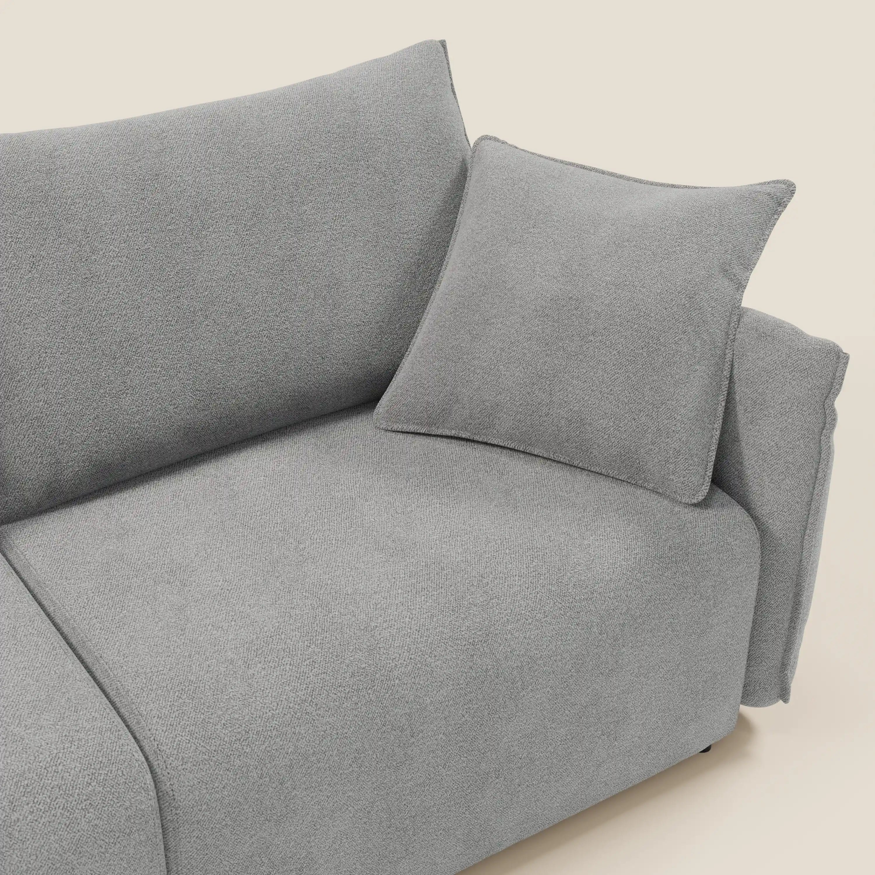 Flexar divano con sedute allungabili e schienale in piuma in morbido bouclé impermeabile T07 grigio