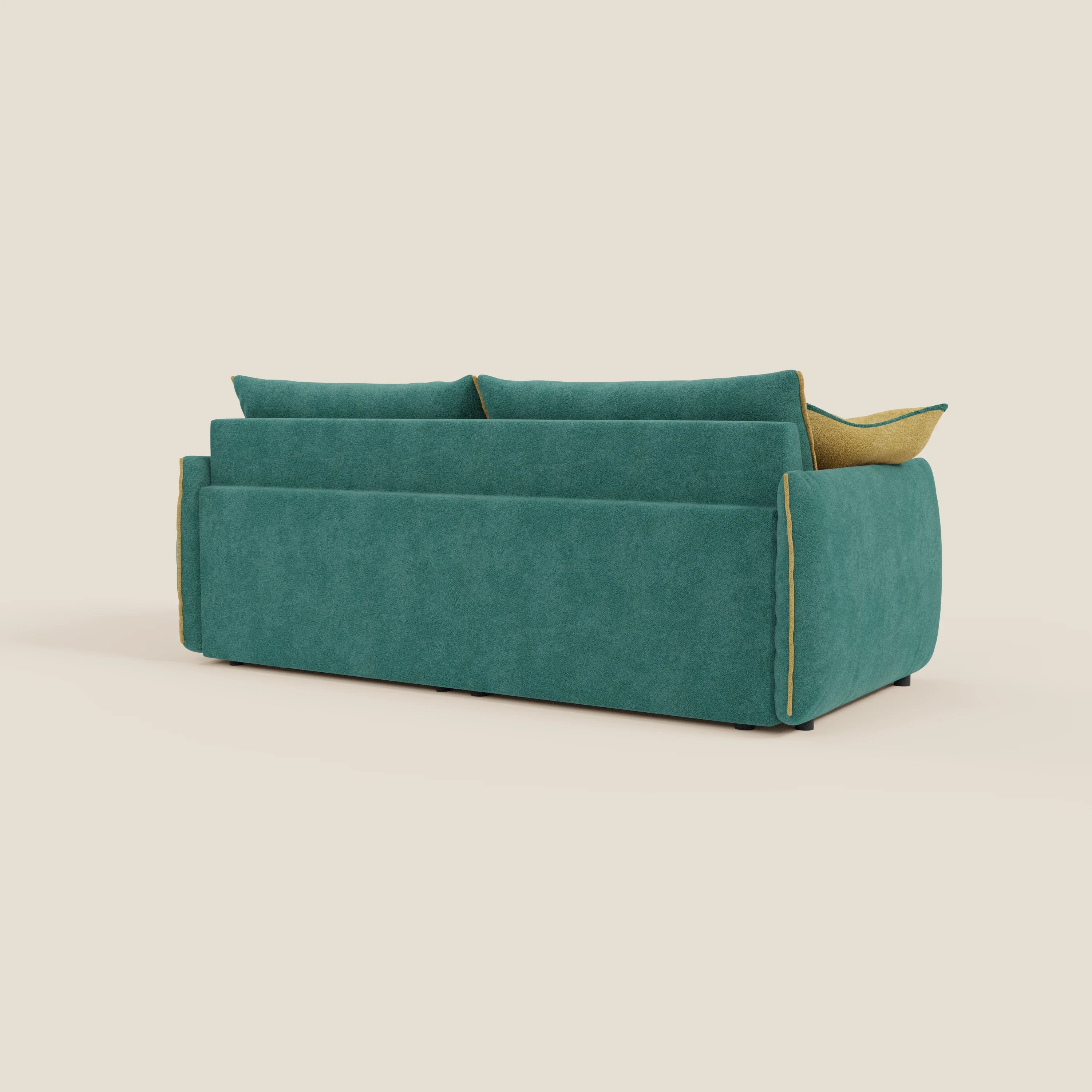 Flexar divano con sedute allungabili e schienale in piuma in morbido bouclé impermeabile T07 verde - giallo