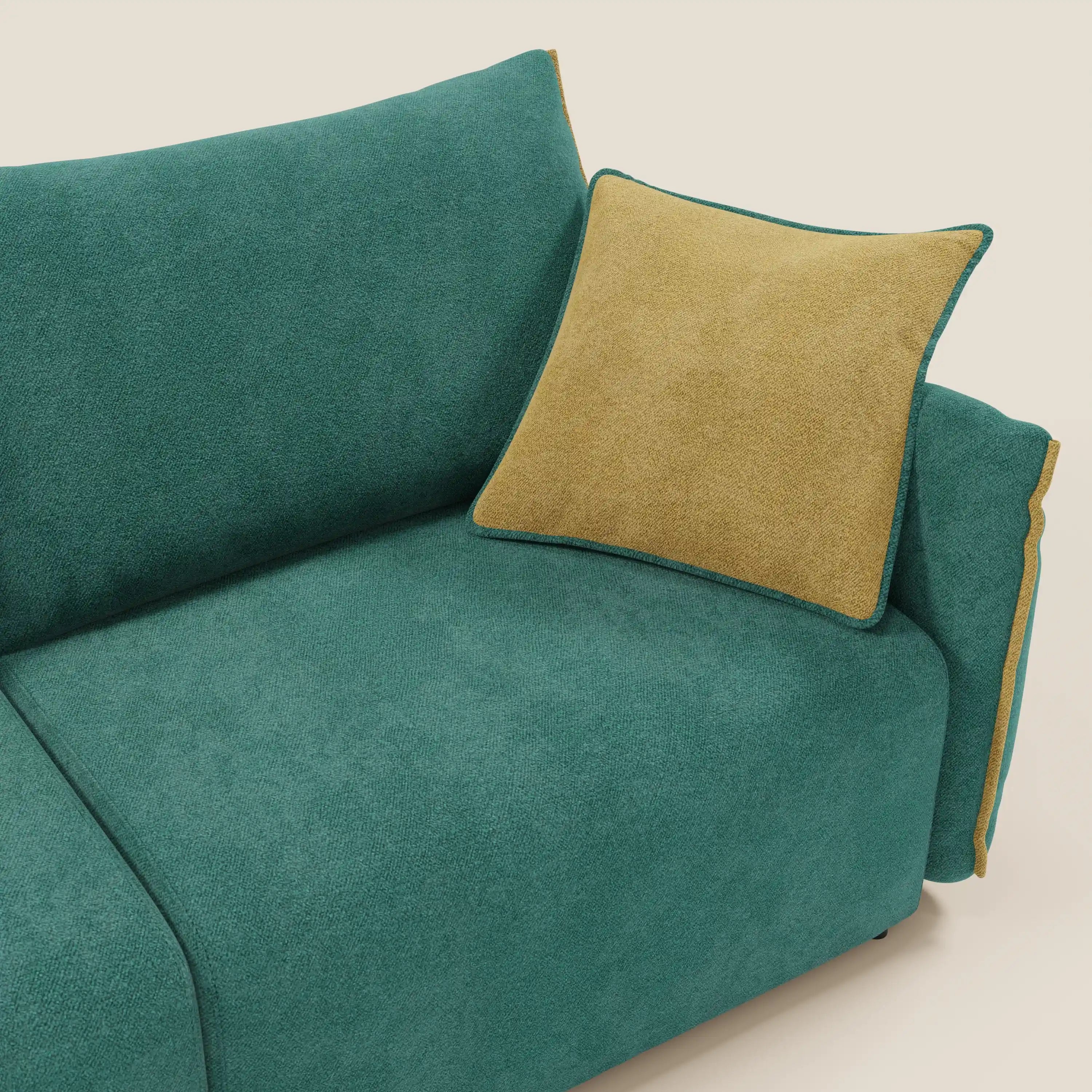 Flexar divano con sedute allungabili e schienale in piuma in morbido bouclé impermeabile T07 verde - giallo