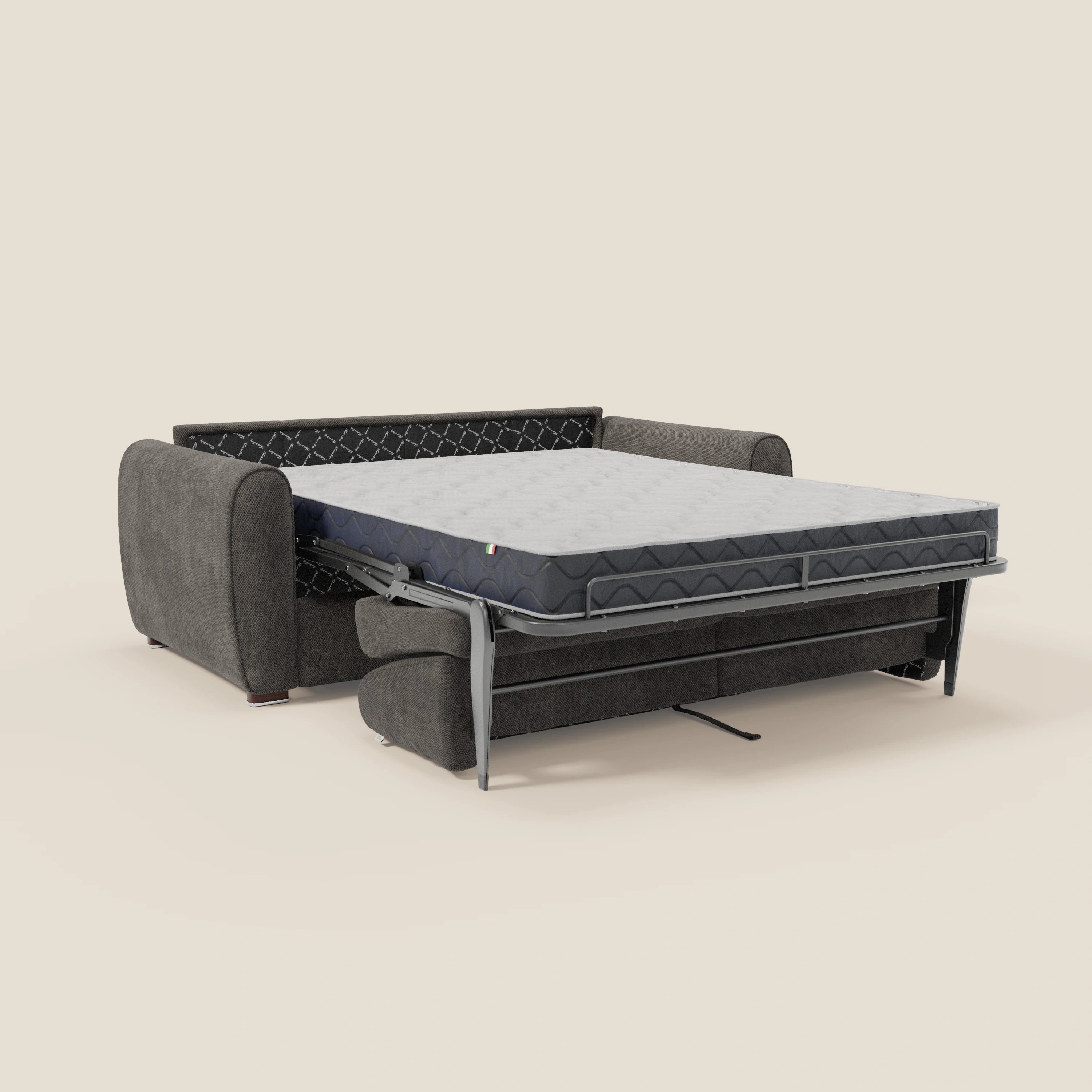 Kaleo Divano letto moderno con materasso H17 cm - in raffinato tessuto impermeabile T26 antracite