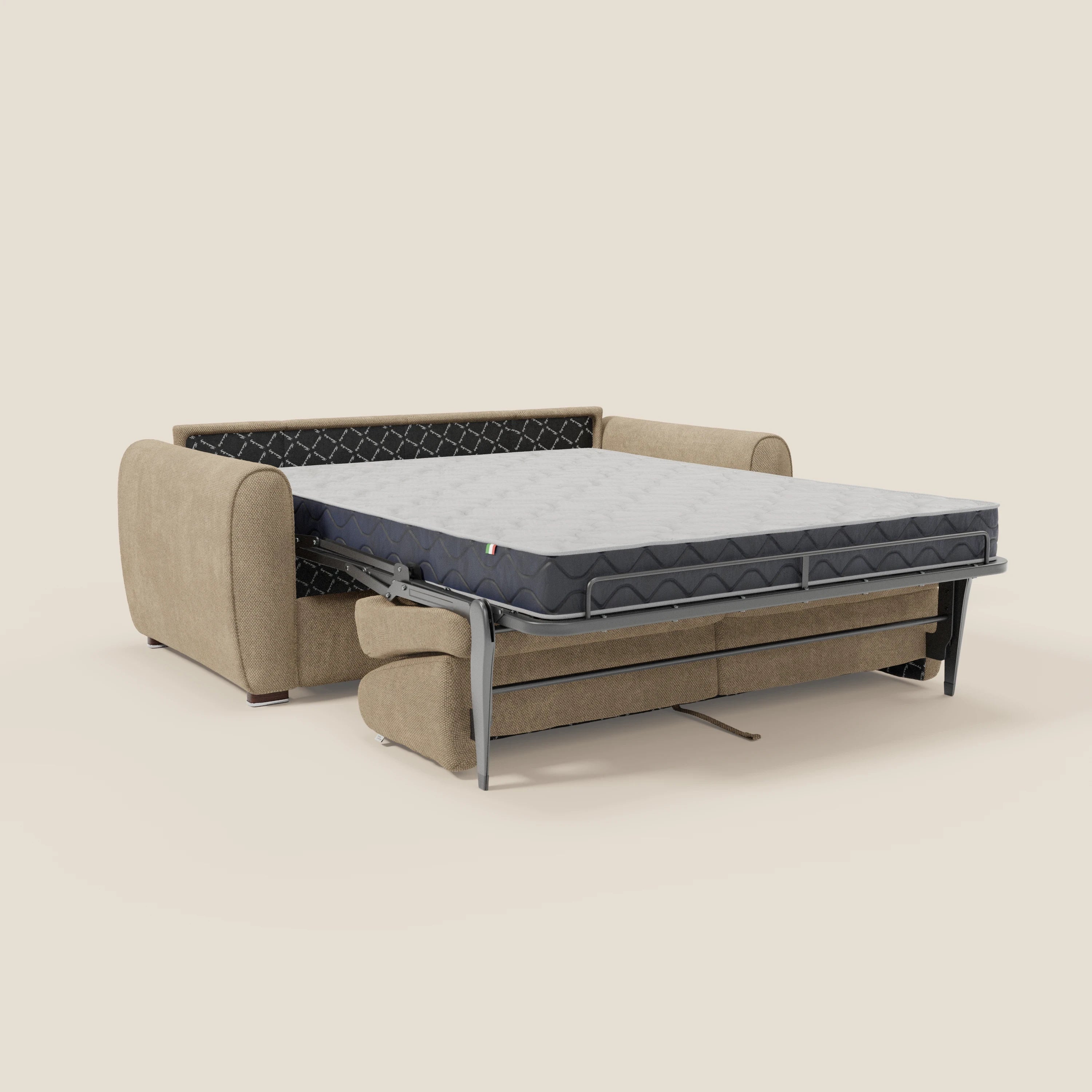 Kaleo Divano letto moderno con materasso H17 cm - in raffinato tessuto impermeabile T26 beige