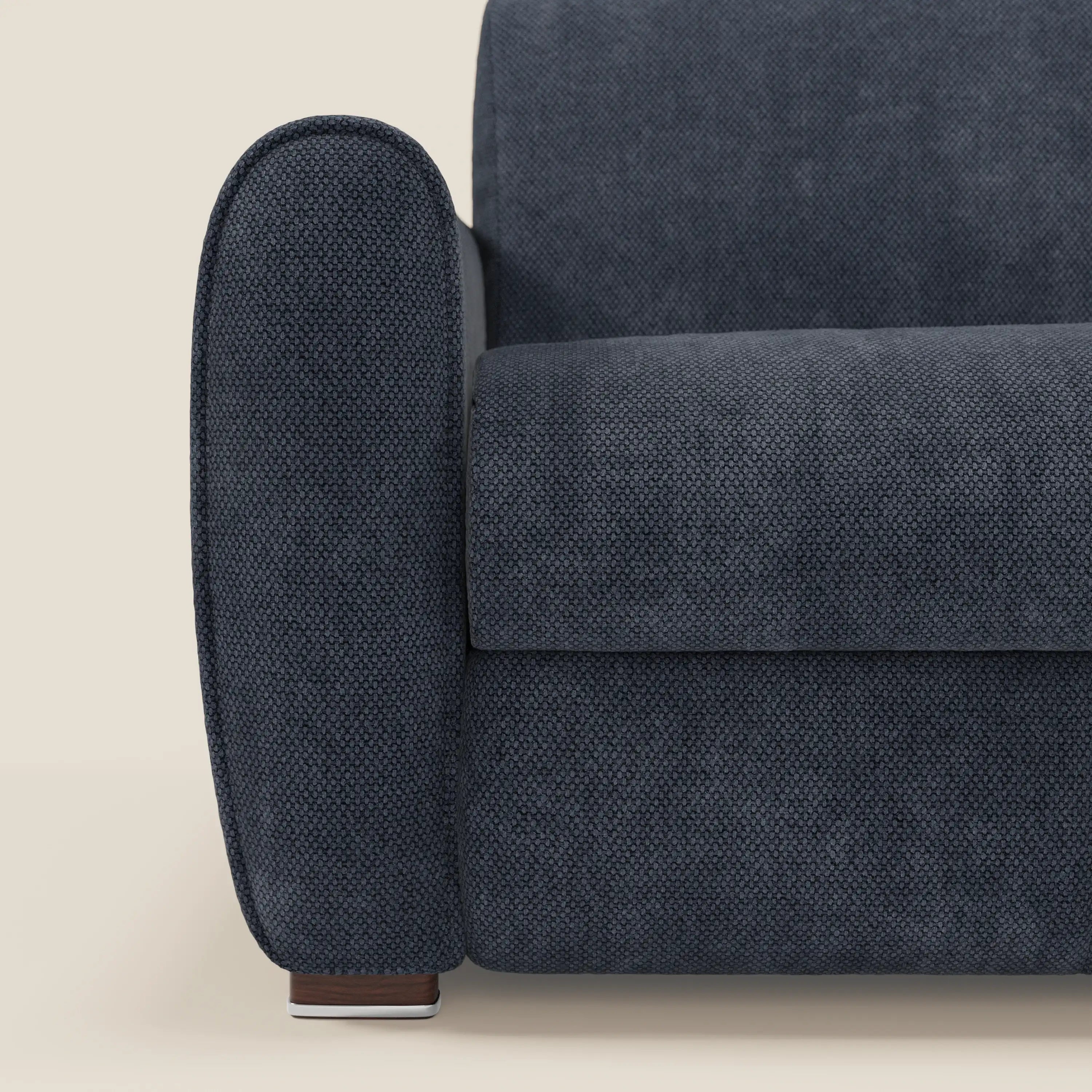 Kaleo Divano letto moderno con materasso H17 cm - in raffinato tessuto impermeabile T26 blu navy