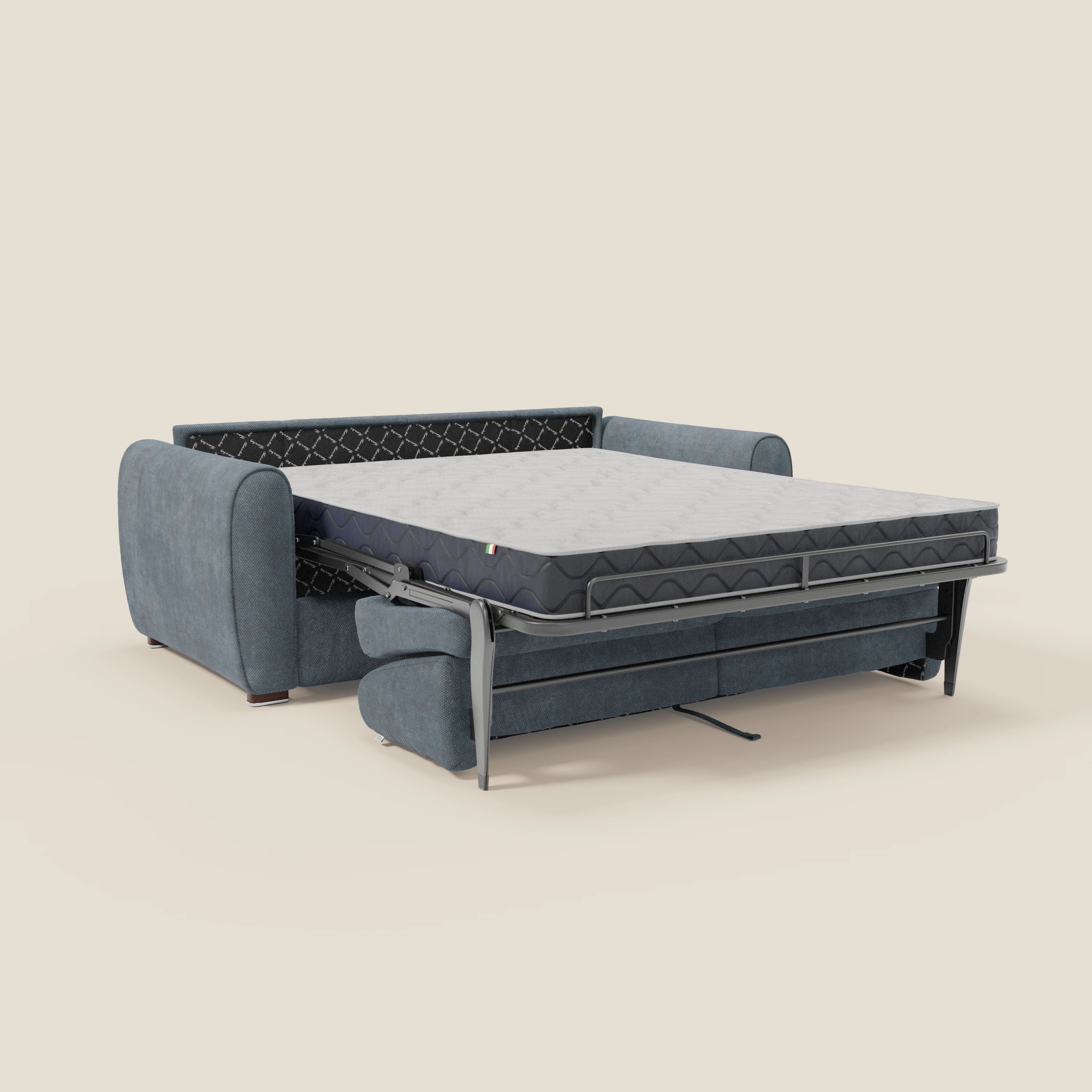 Kaleo Divano letto moderno con materasso H17 cm - in raffinato tessuto impermeabile T26 carta da zucchero