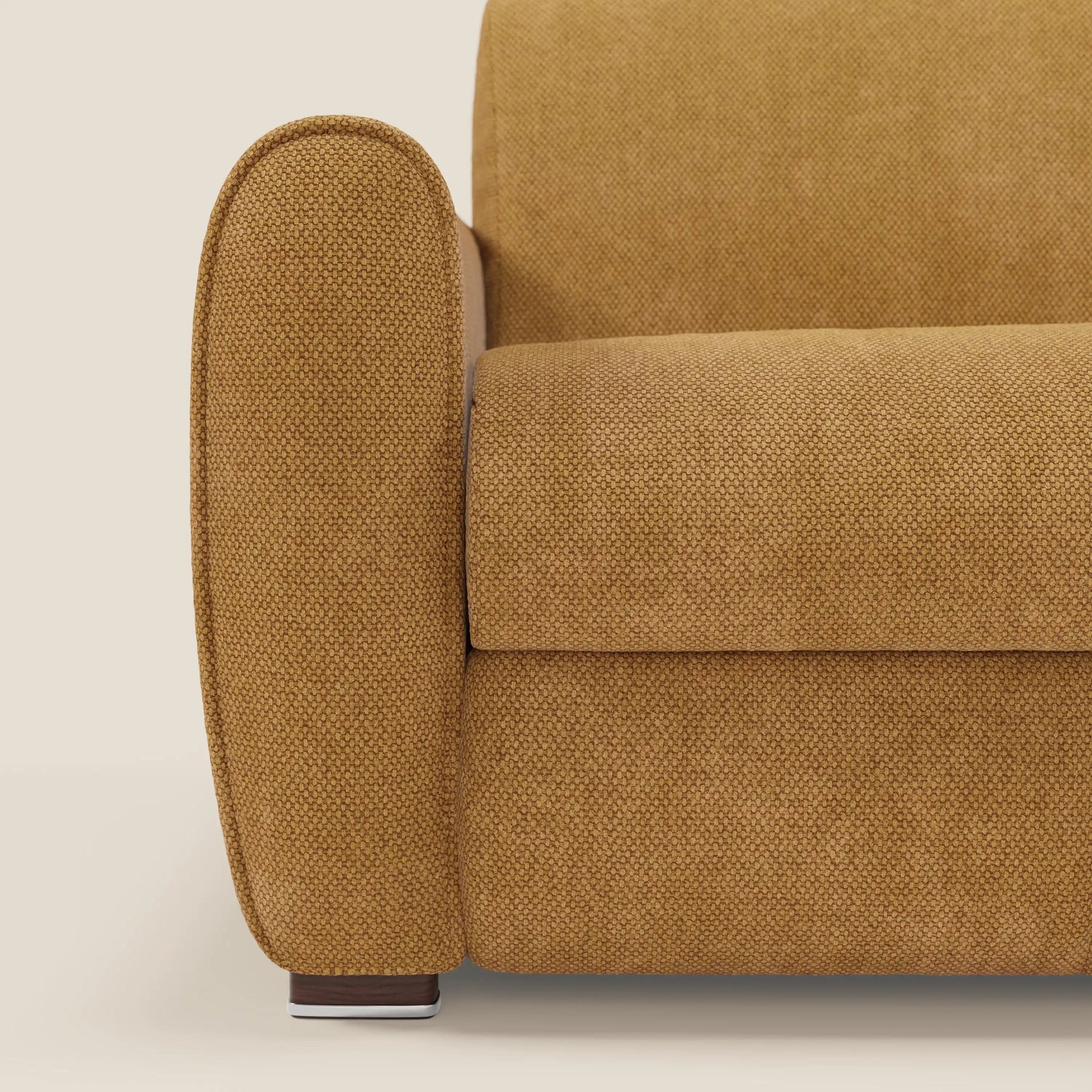 Kaleo Divano letto moderno con materasso H17 cm - in raffinato tessuto impermeabile T26 giallo