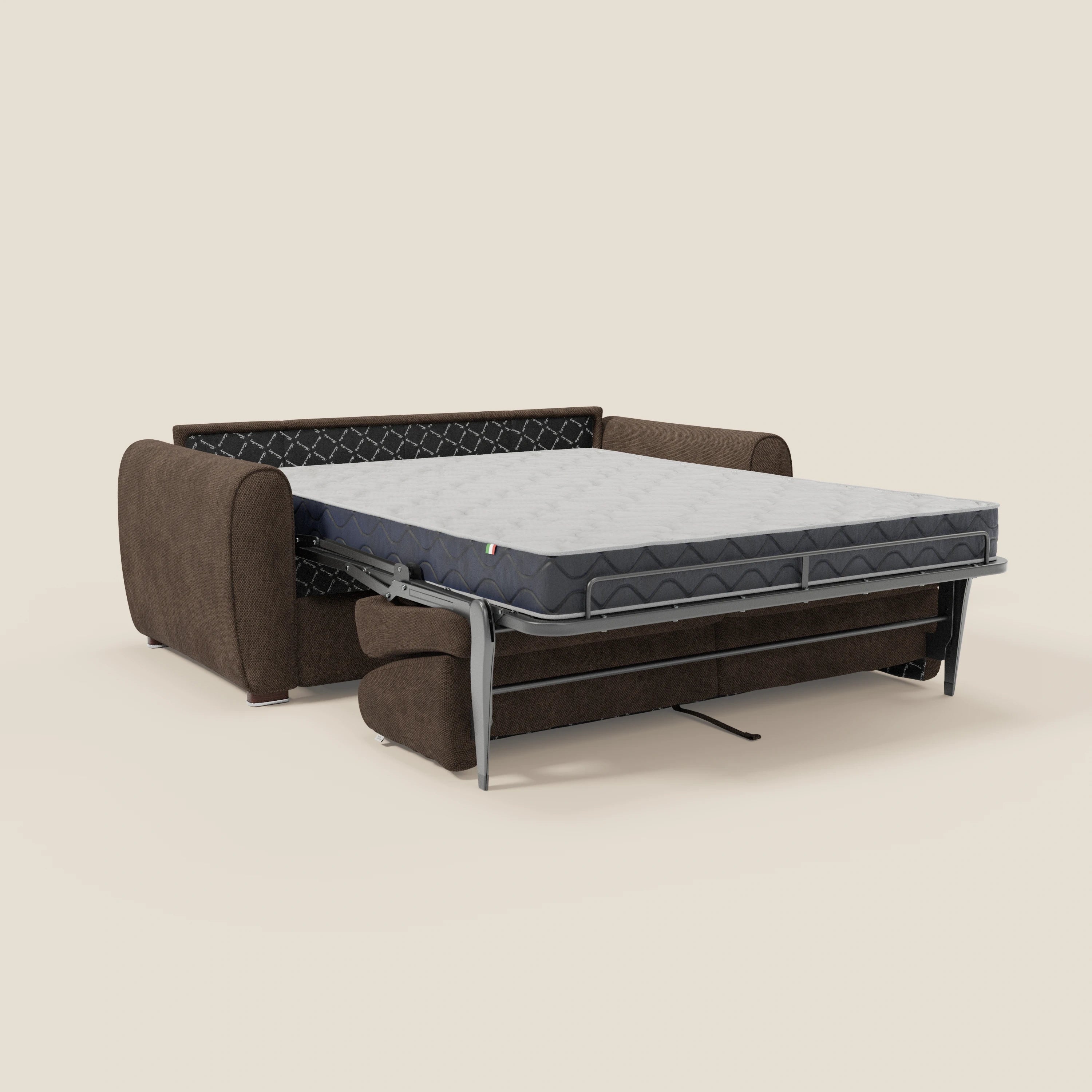 Kaleo Divano letto moderno con materasso H17 cm - in raffinato tessuto impermeabile T26 marrone