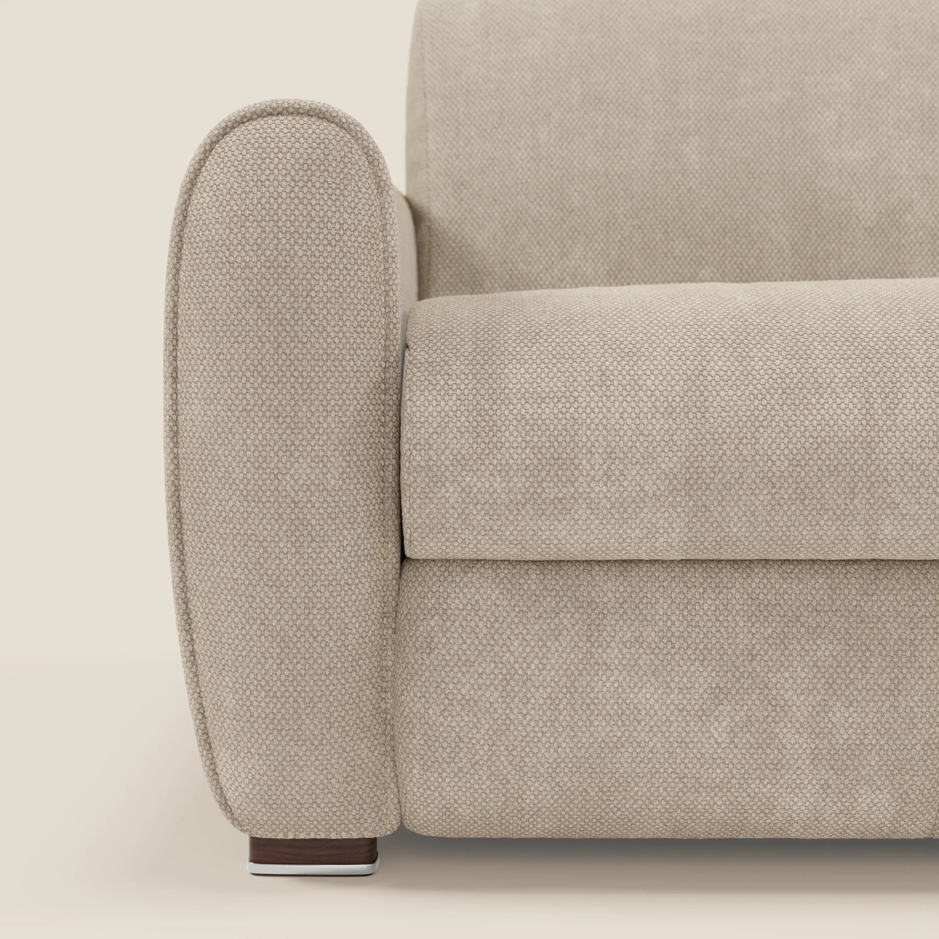 Kaleo Divano letto moderno con materasso H17 cm - in raffinato tessuto impermeabile T26 panna