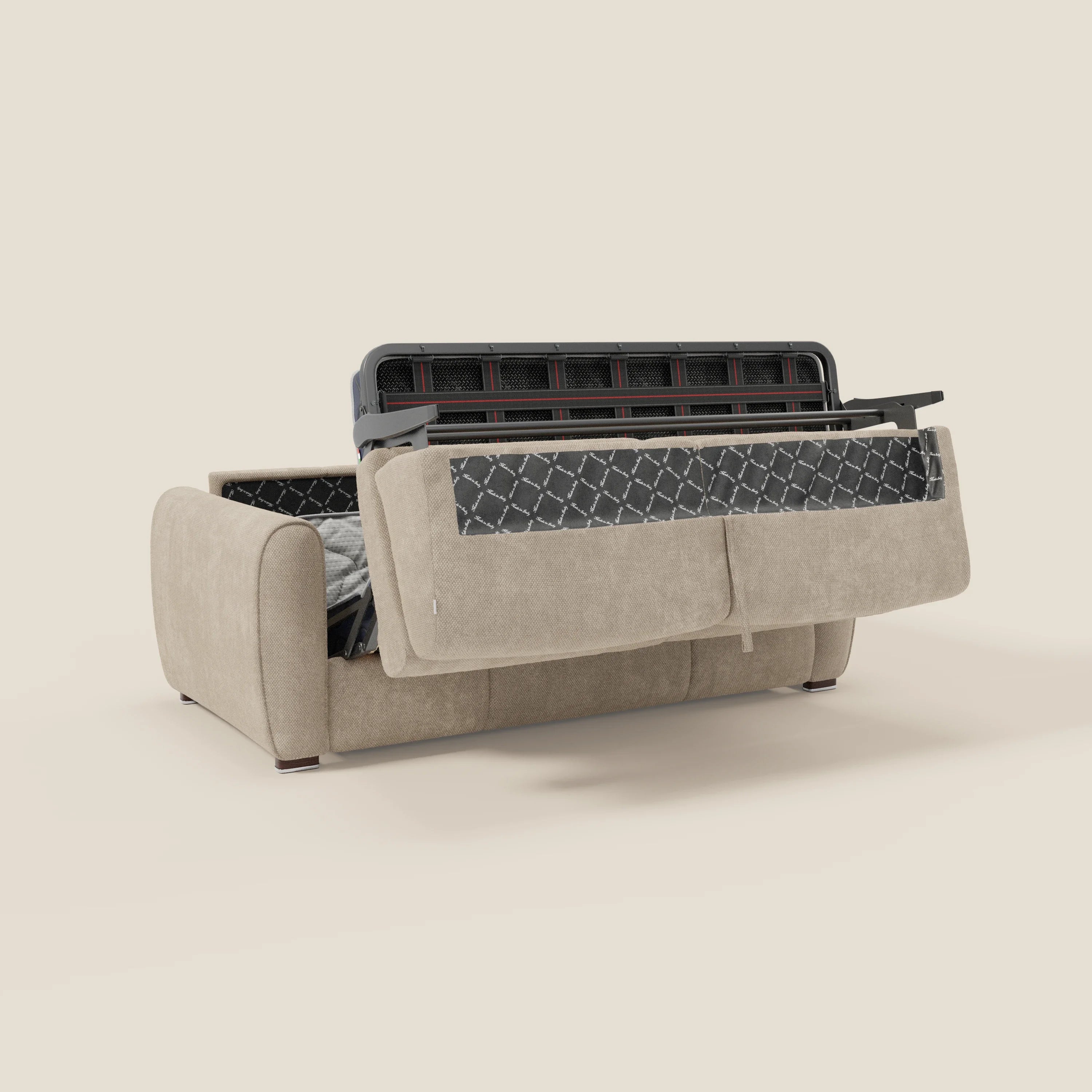 Kaleo Divano letto moderno con materasso H17 cm - in raffinato tessuto impermeabile T26 panna