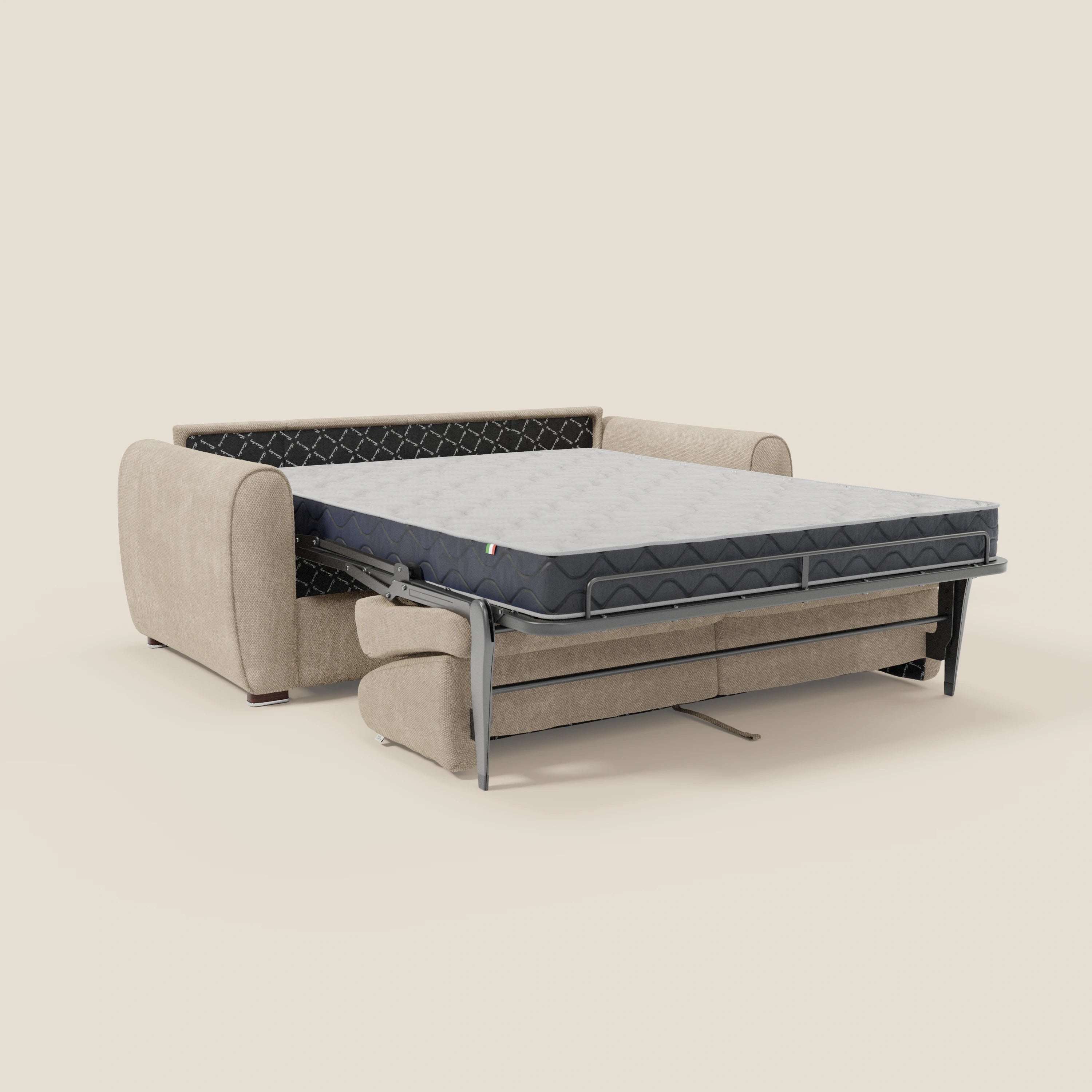 Kaleo Divano letto moderno con materasso H17 cm - in raffinato tessuto impermeabile T26 panna