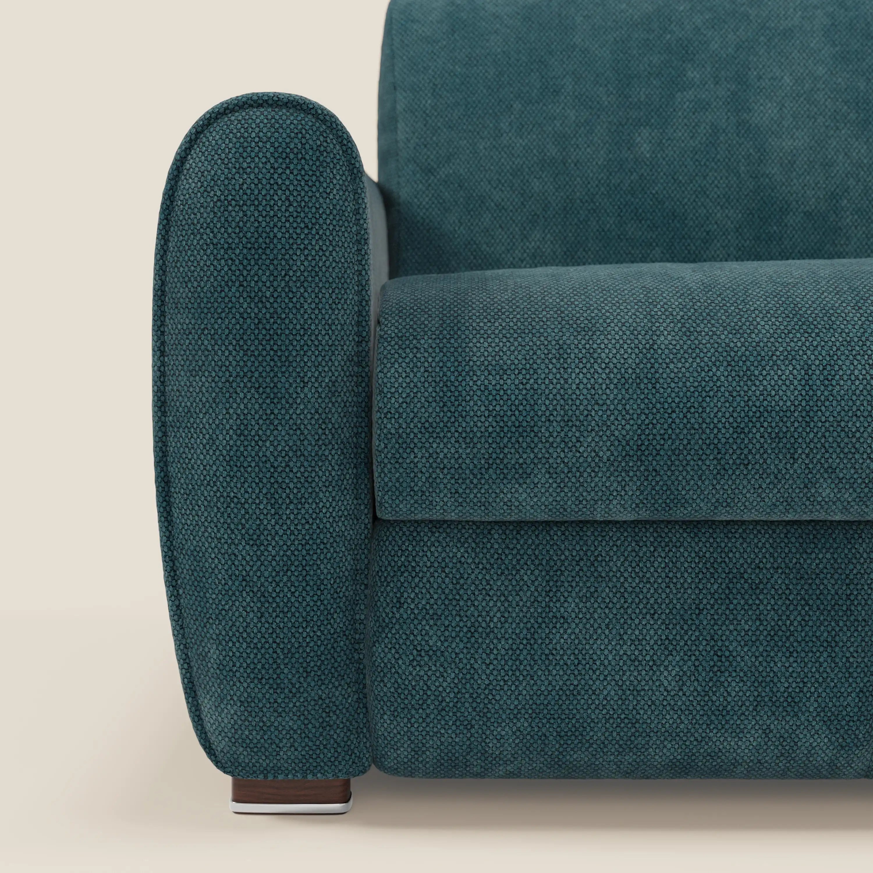Kaleo Divano letto moderno con materasso H17 cm - in raffinato tessuto impermeabile T26 petrolio