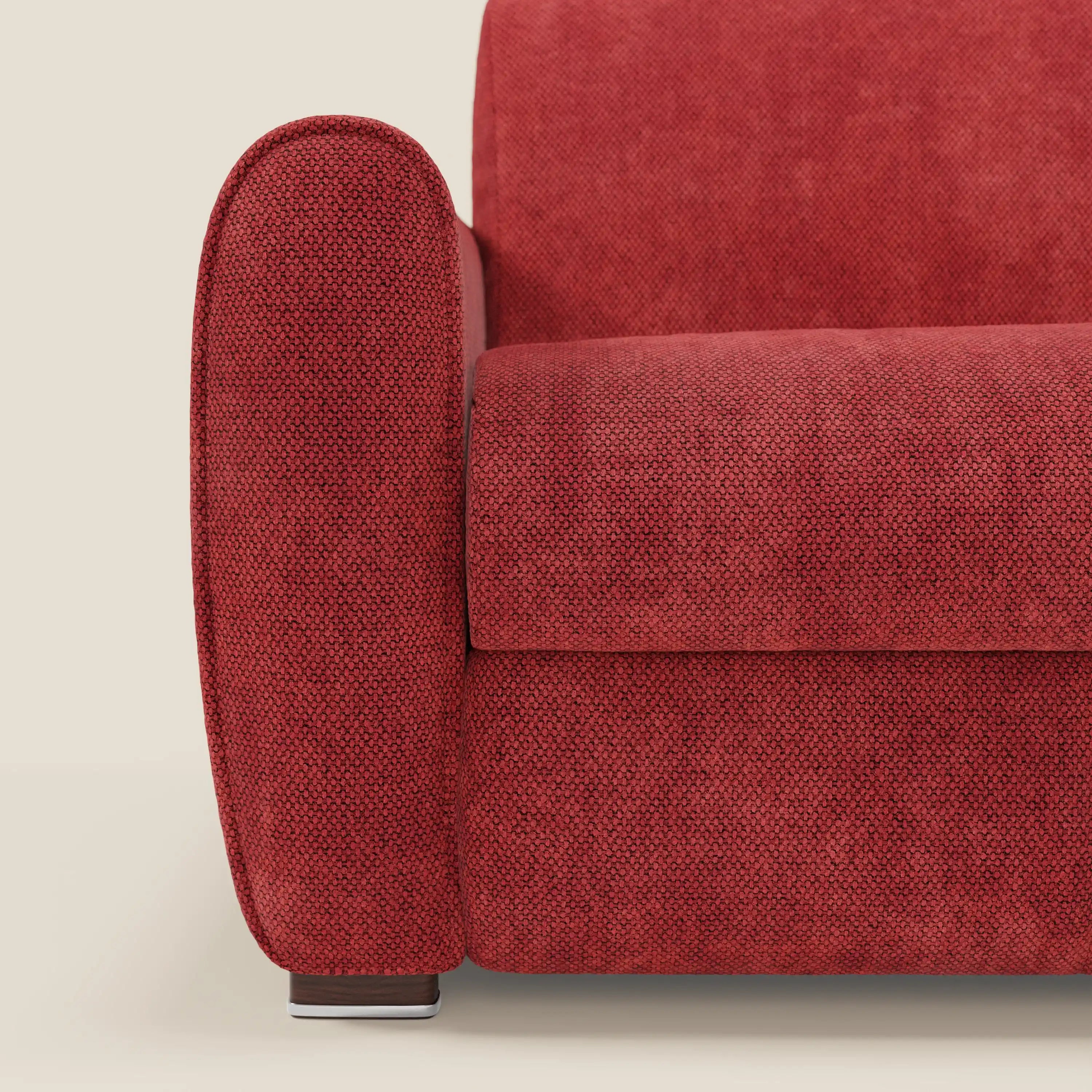 Kaleo Divano letto moderno con materasso H17 cm - in raffinato tessuto impermeabile T26 rosso vivo