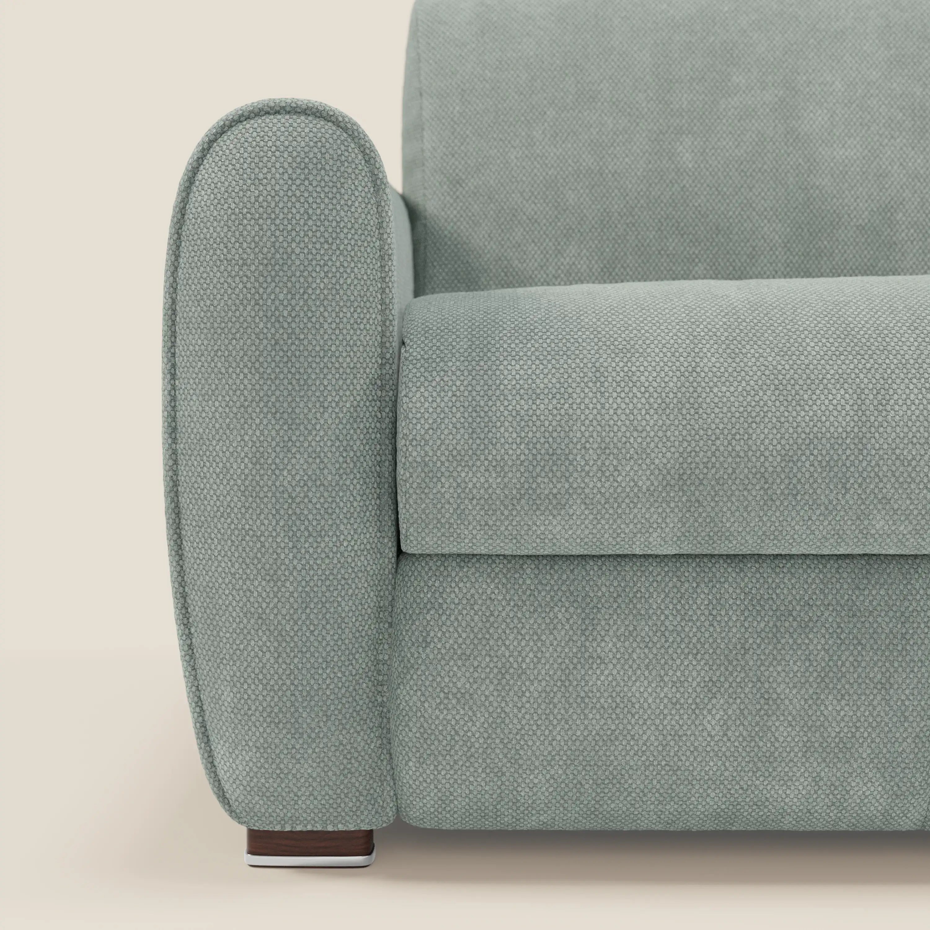 Kaleo Divano letto moderno con materasso H17 cm - in raffinato tessuto impermeabile T26 verde acqua