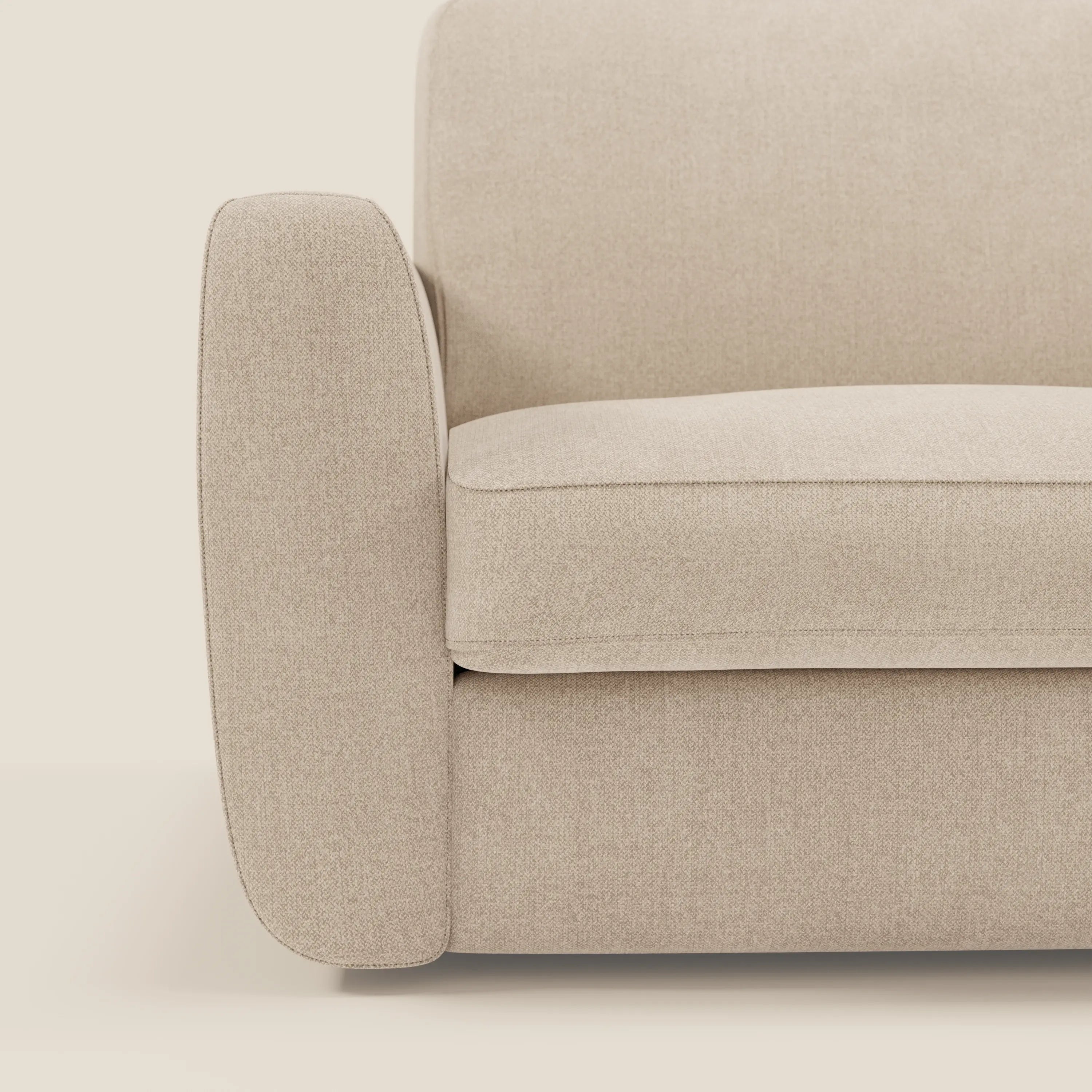 Leonida divano letto sfoderabile e materasso H18 cm - vano portaguanciali in tessuto Smacchiabile T23 beige