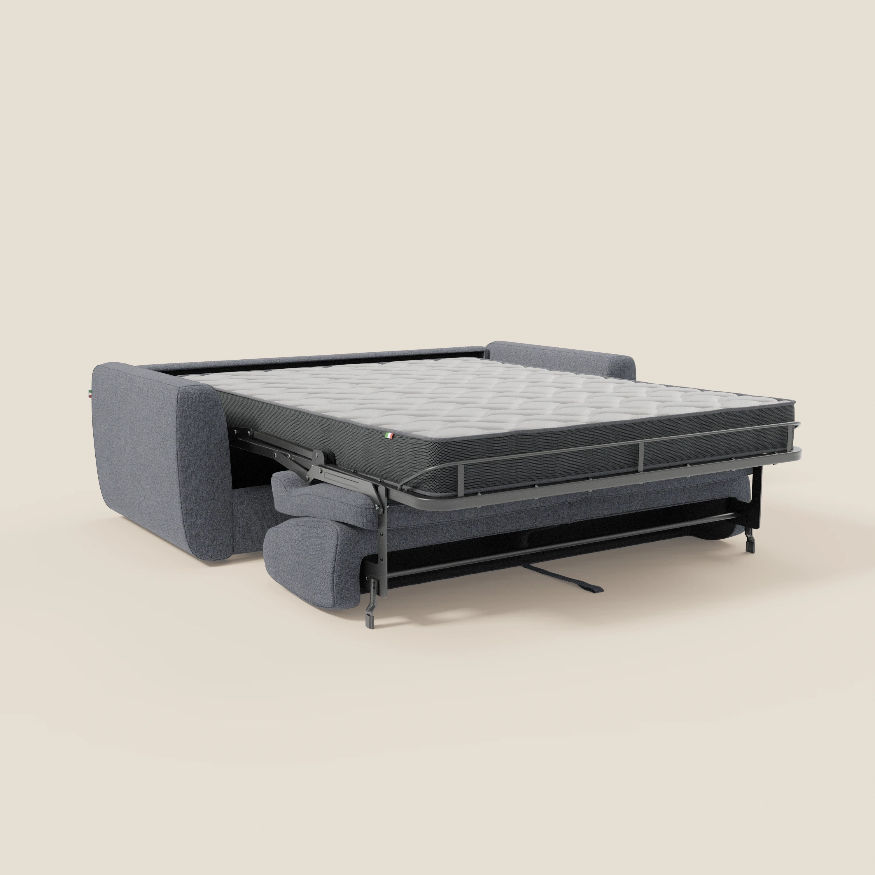 Leonida divano letto sfoderabile e materasso H18 cm - vano portaguanciali in tessuto Smacchiabile T23 blu grafite