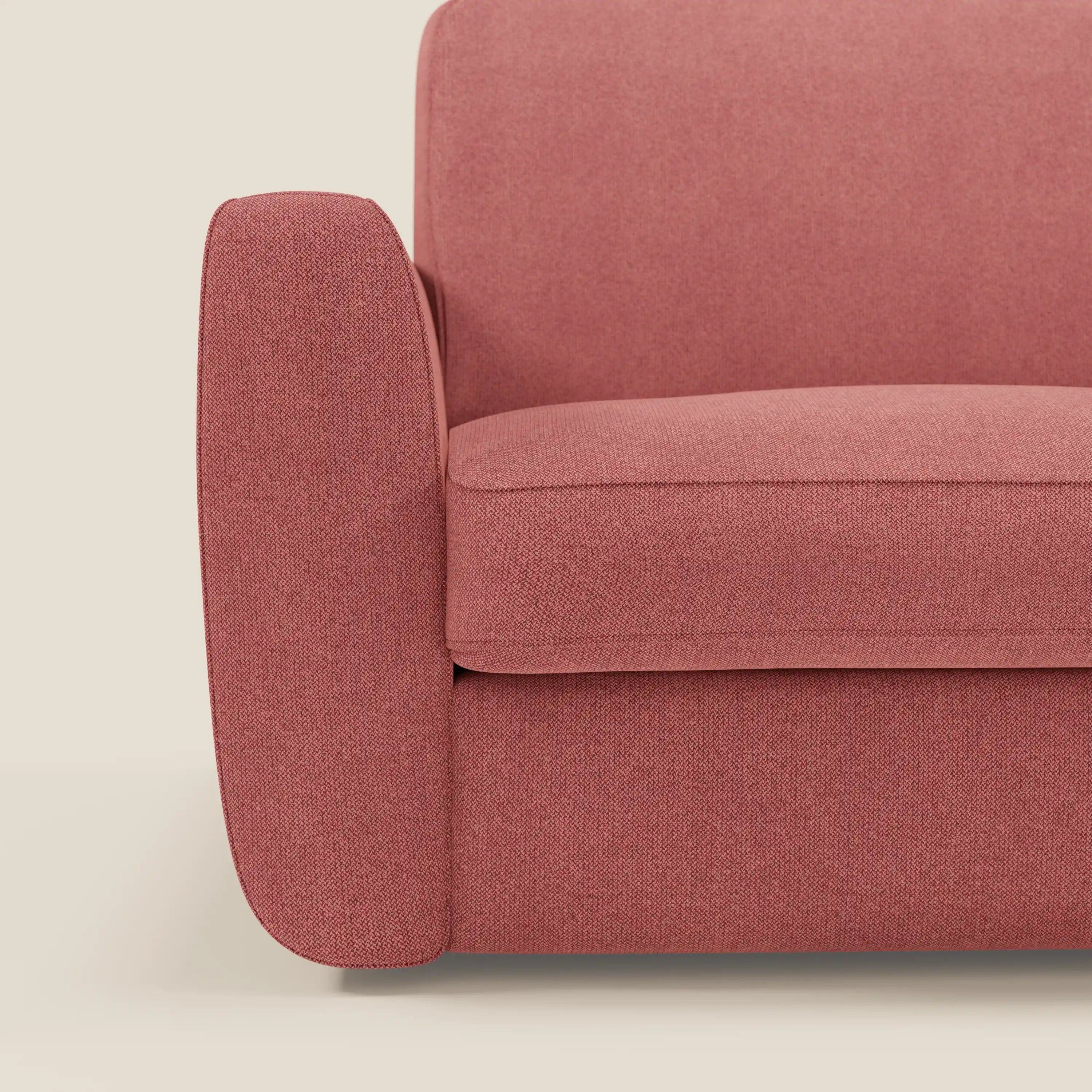 Leonida divano letto sfoderabile e materasso H18 cm - vano portaguanciali in tessuto Smacchiabile T23 rosso ciliegia