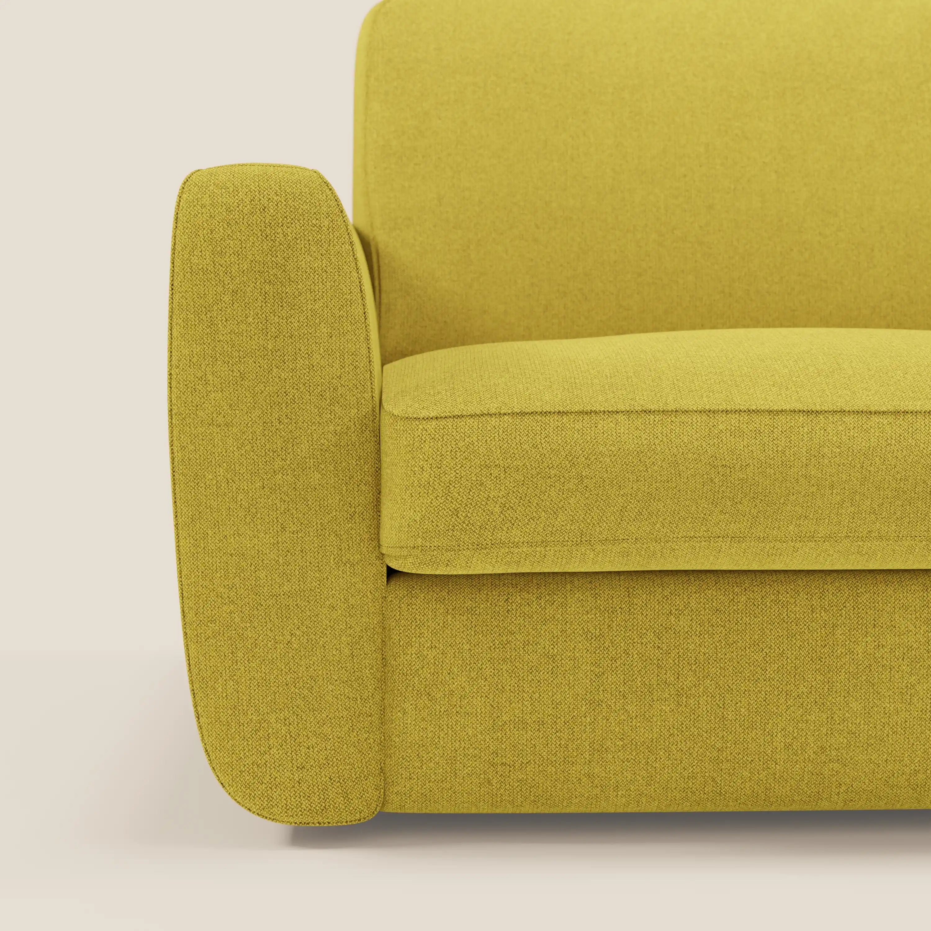 Leonida divano letto sfoderabile con materasso H18 cm e vano portaguanciali in tessuto Smacchiabile T23 giallo sole
