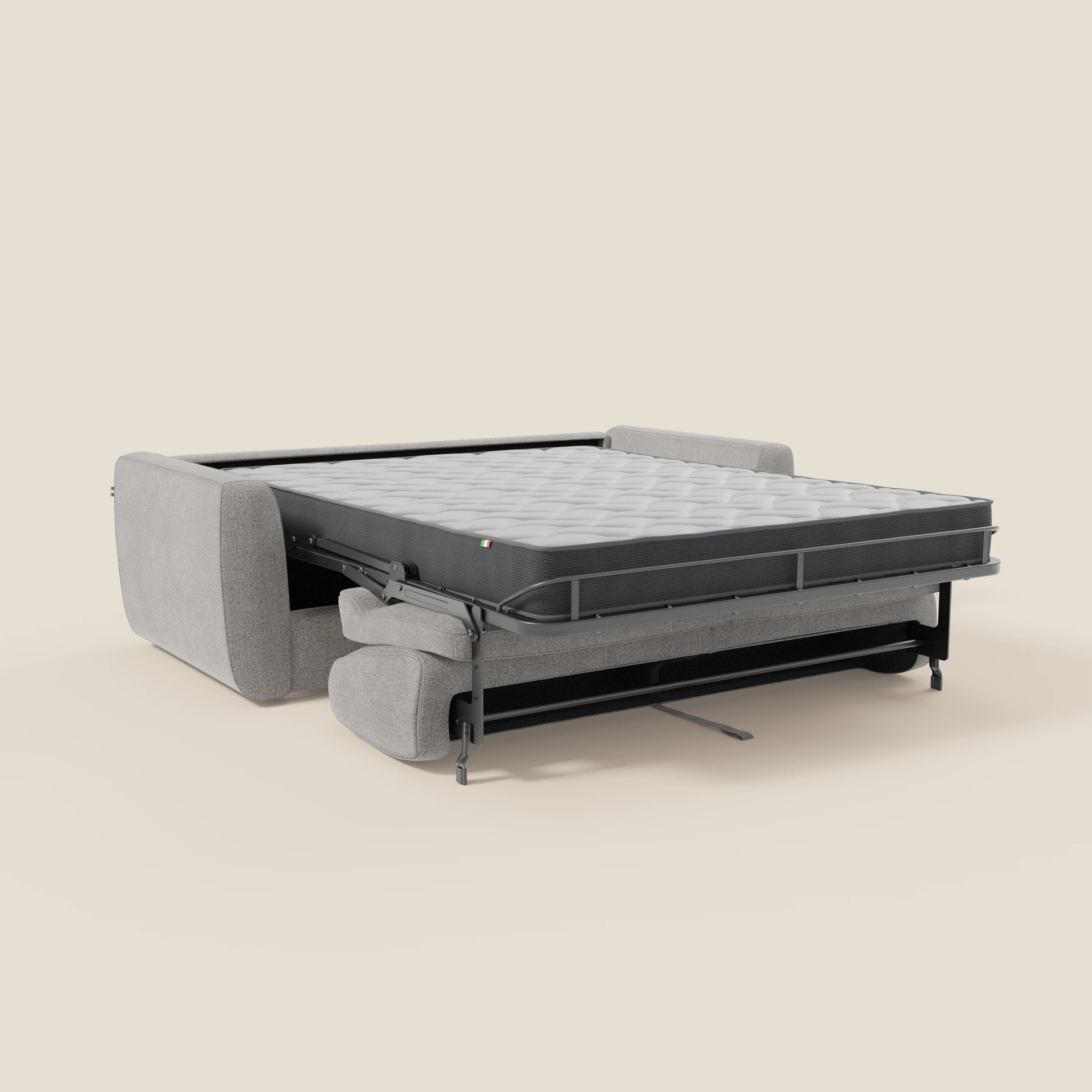 Leonida divano letto sfoderabile e materasso H18 cm - vano portaguanciali in tessuto Smacchiabile T23 grigio