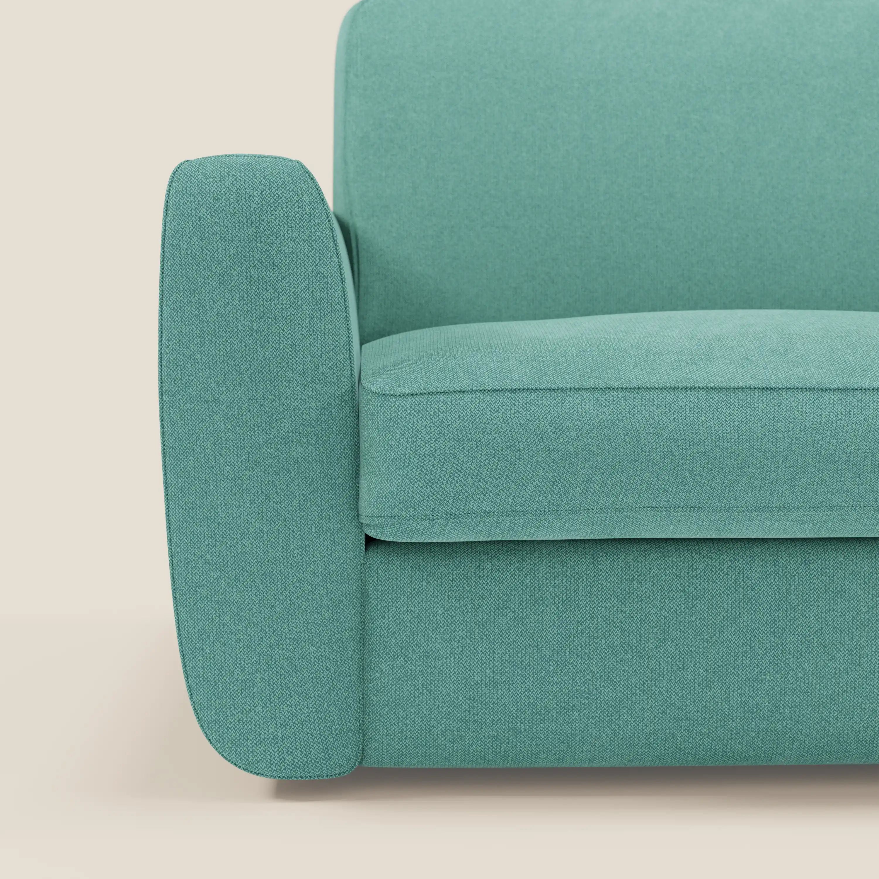 Leonida divano letto sfoderabile e materasso H18 cm - vano portaguanciali in tessuto Smacchiabile T23 verde acqua