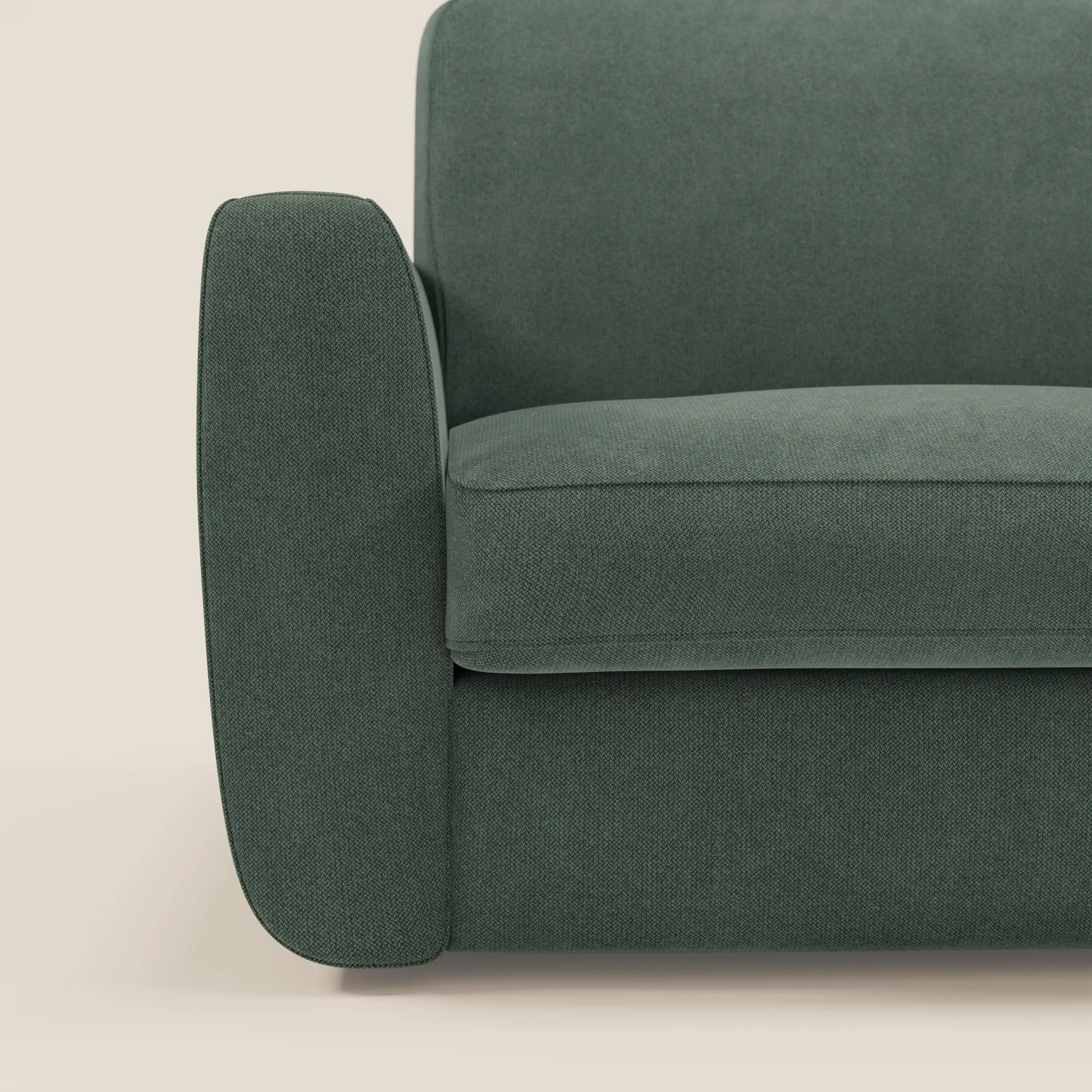 Leonida divano letto sfoderabile e materasso H18 cm - vano portaguanciali in tessuto Smacchiabile T23 verde