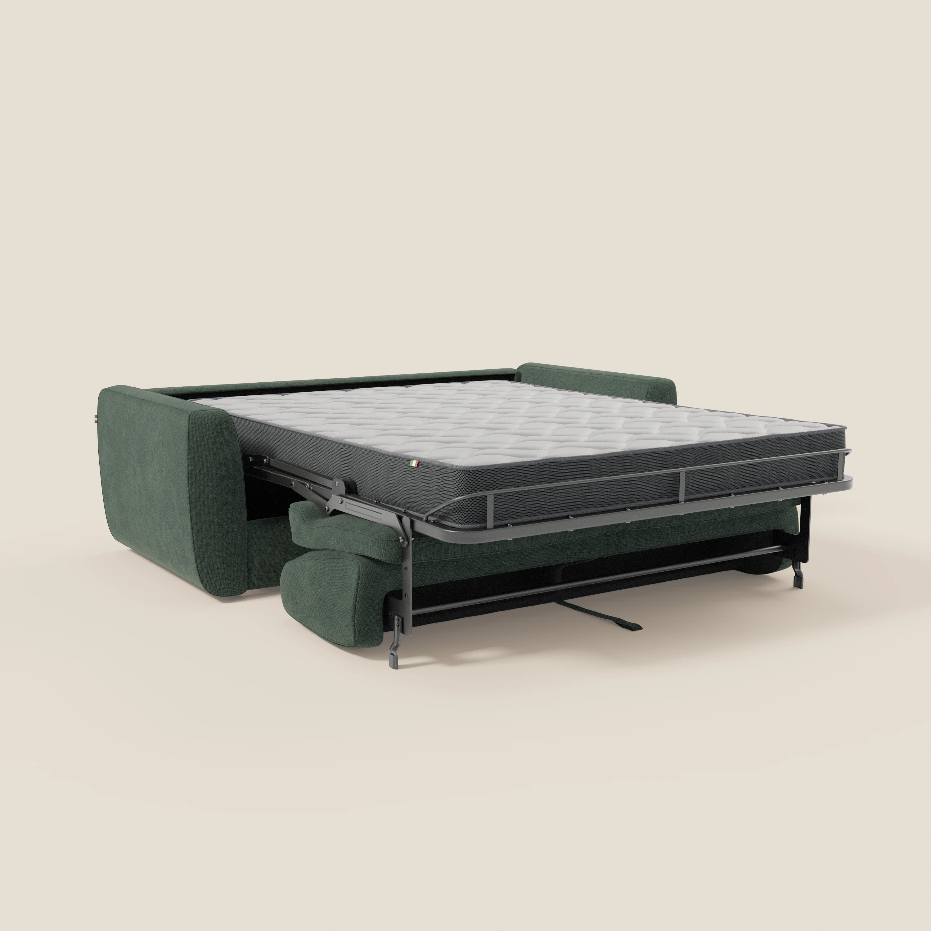 Leonida divano letto sfoderabile e materasso H18 cm - vano portaguanciali in tessuto Smacchiabile T23 verde