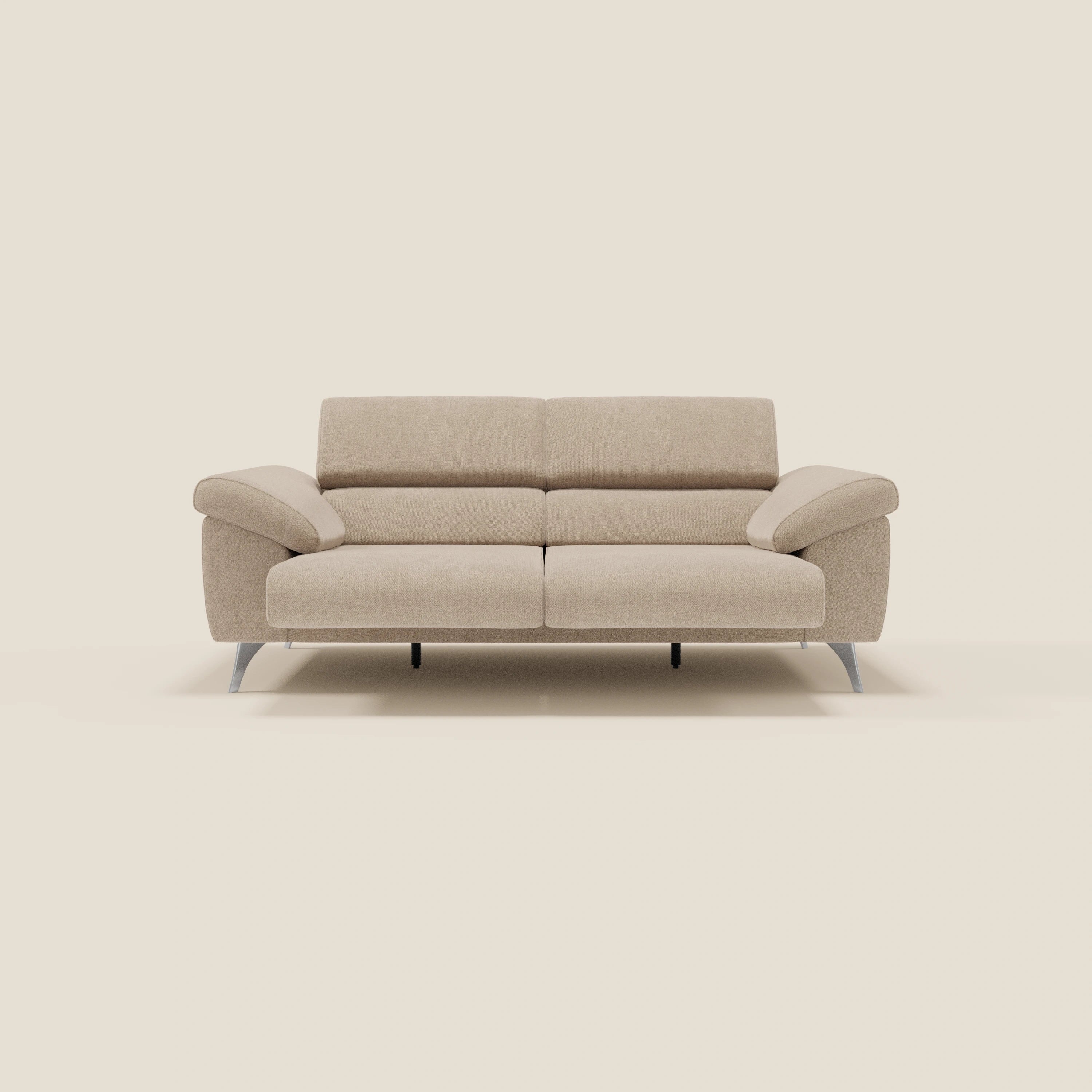 Donatello divano con sedute allungabili braccioli contenitore e poggiatesta reclinabili in tessuto smacchiabile T23 beige