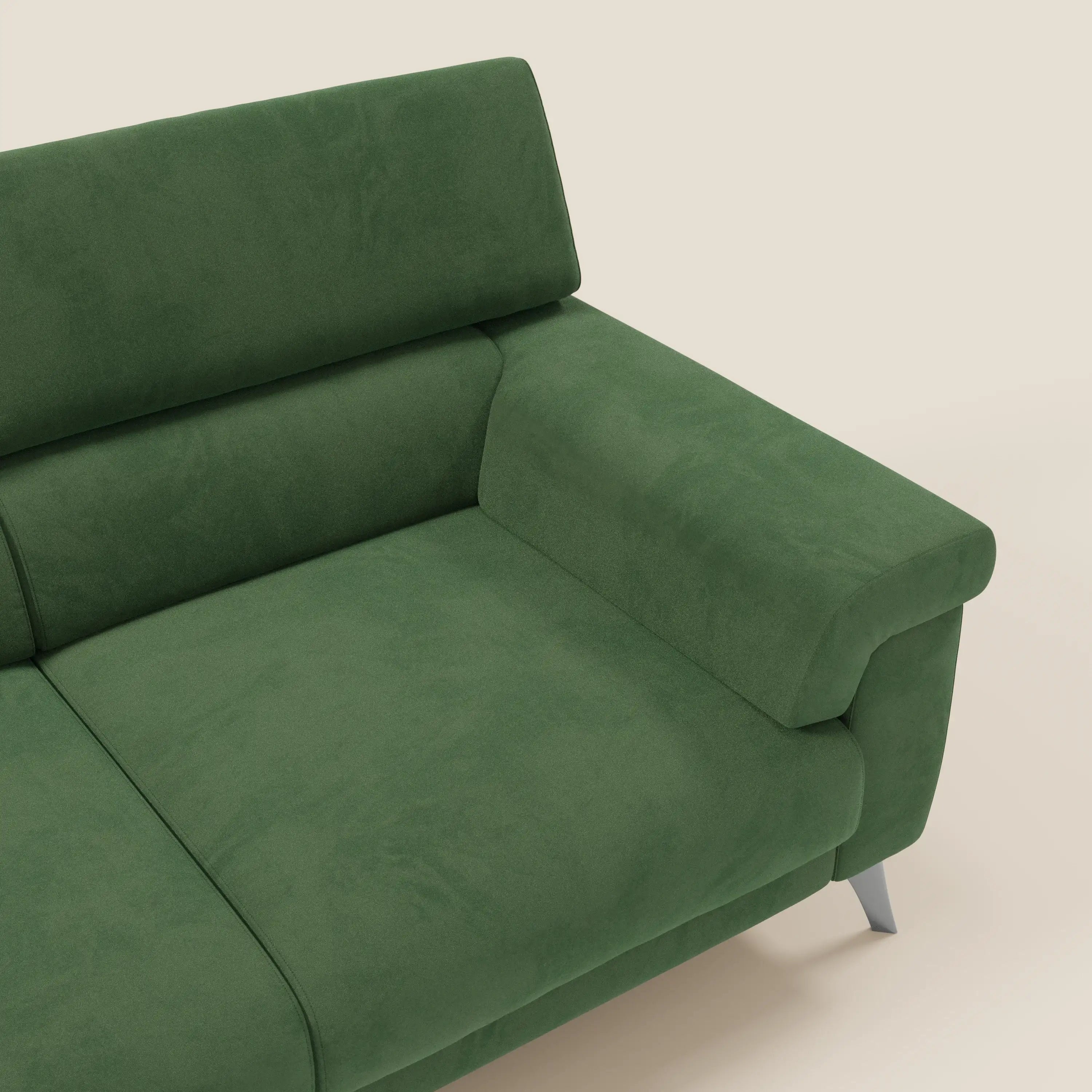 Raffaello divano con 3 sedute allungabili e poggiatesta reclinabili in microfibra smacchiabile T11 verde