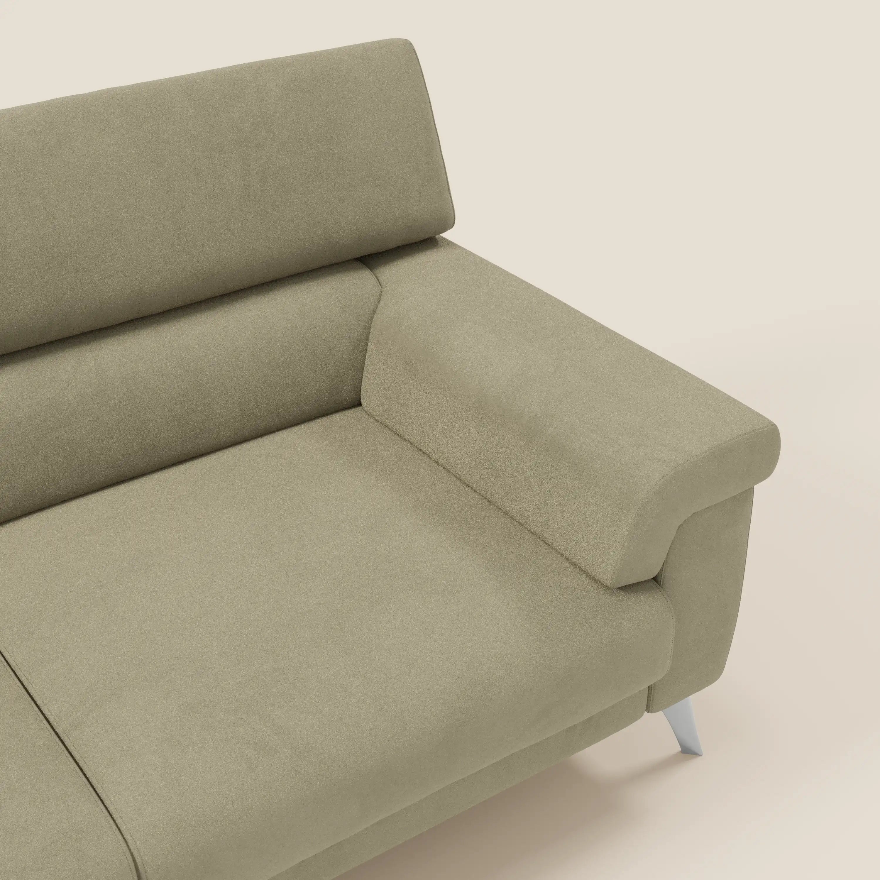 Raffaello divano con sedute allungabili e poggiatesta reclinabili in microfibra smacchiabile T11 beige
