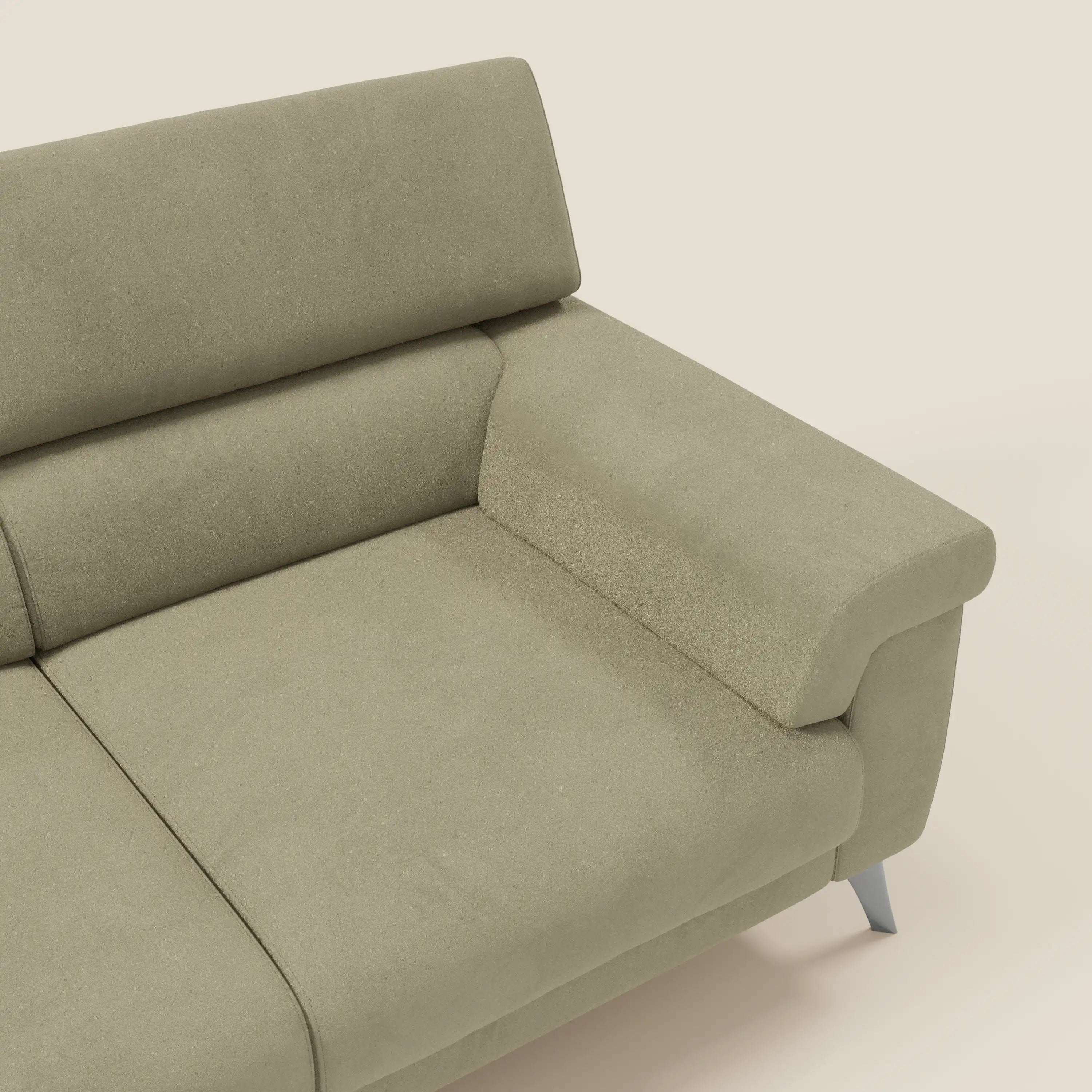 Raffaello divano con 3 sedute allungabili e poggiatesta reclinabili in microfibra smacchiabile T11 beige