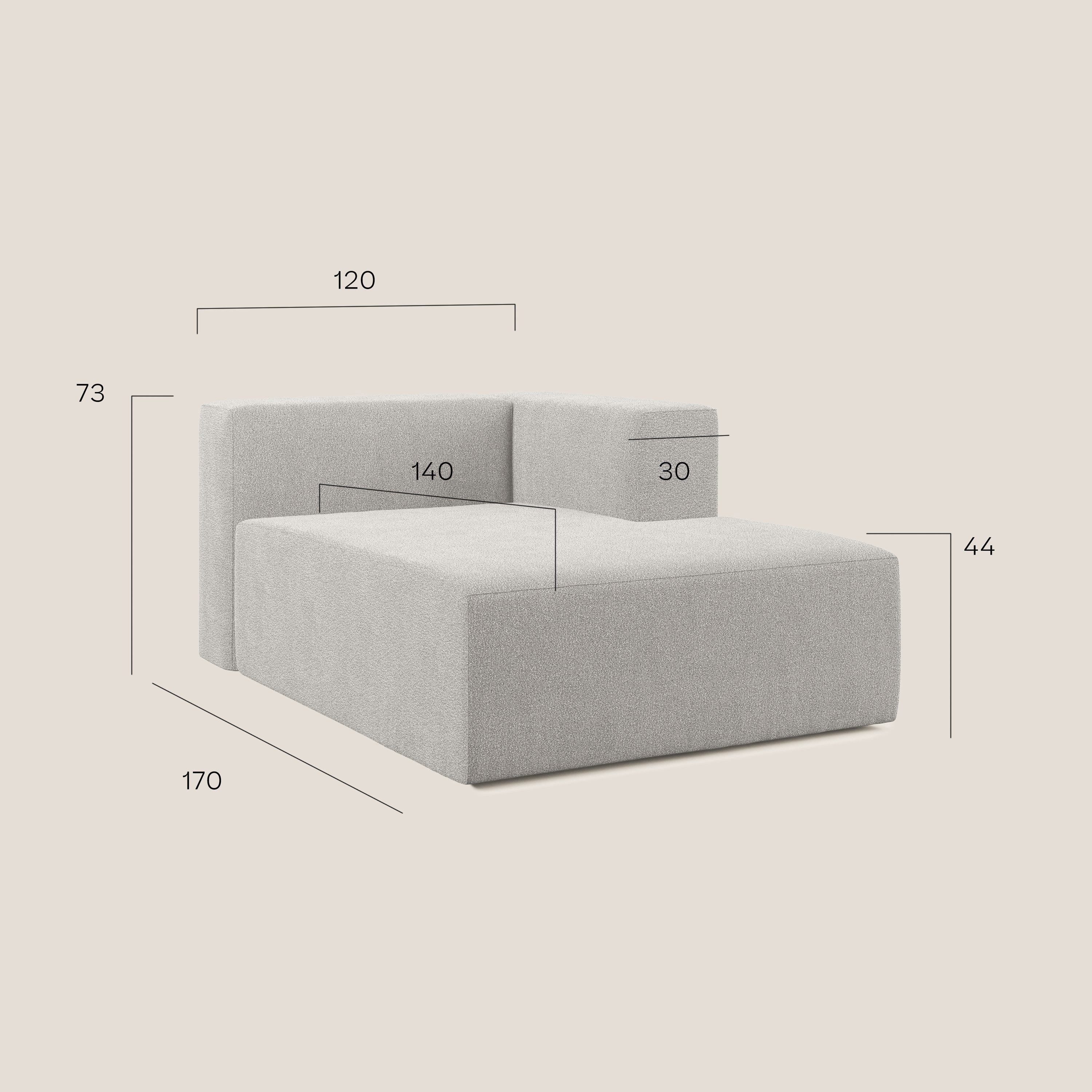 Nettuno modulo chaise longue in morbido tessuto bouclè T07 azzurro - divani.store