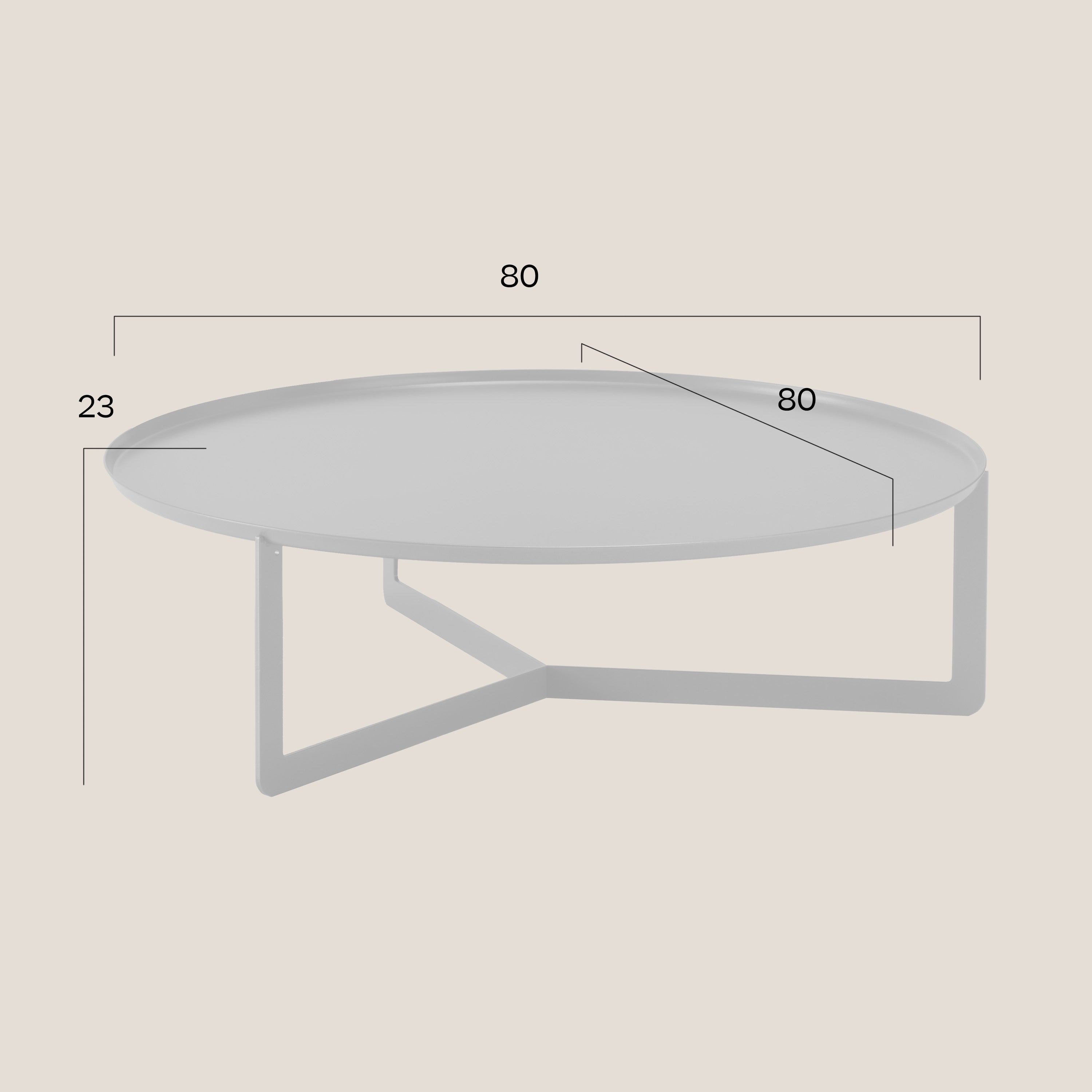 Round tavolino basso rotondo da salotto in metallo h23 cm - divani.store