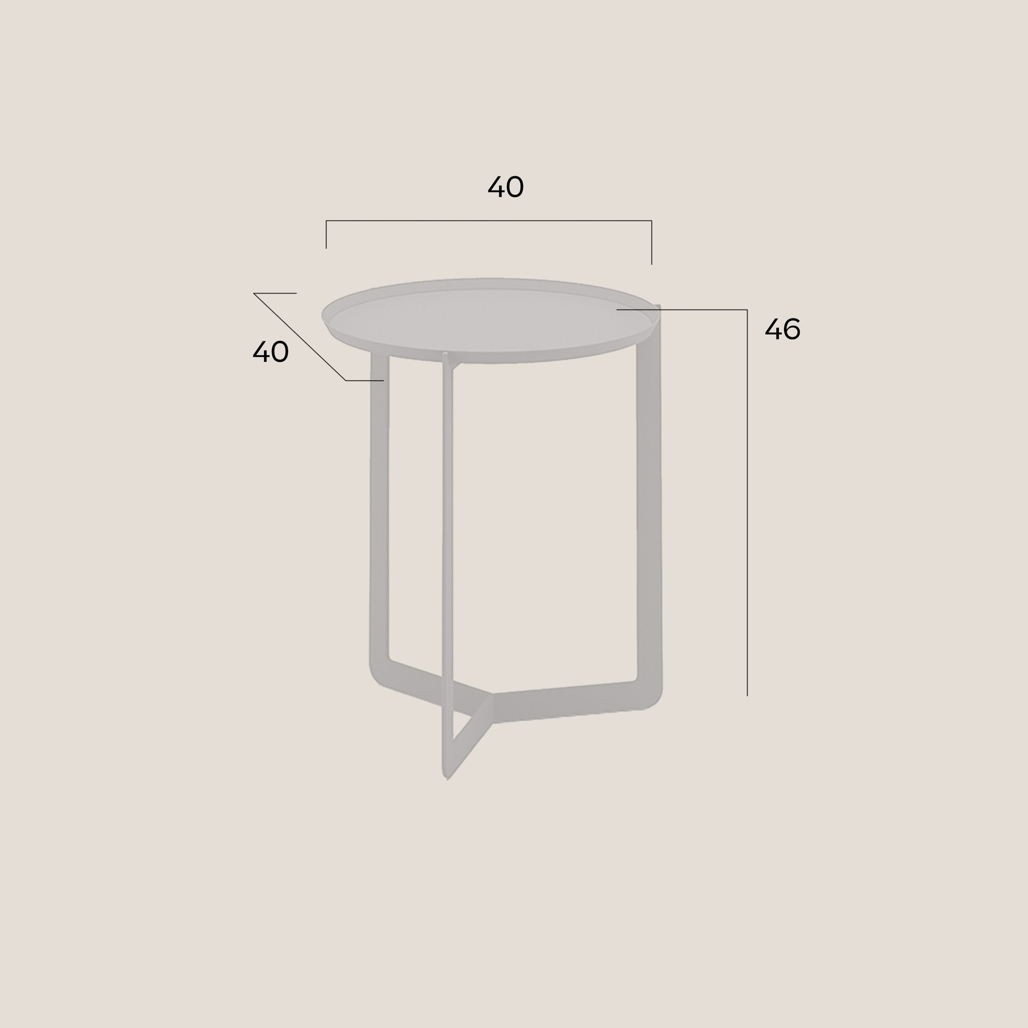 Round tavolino rotondo da salotto in metallo h46 cm