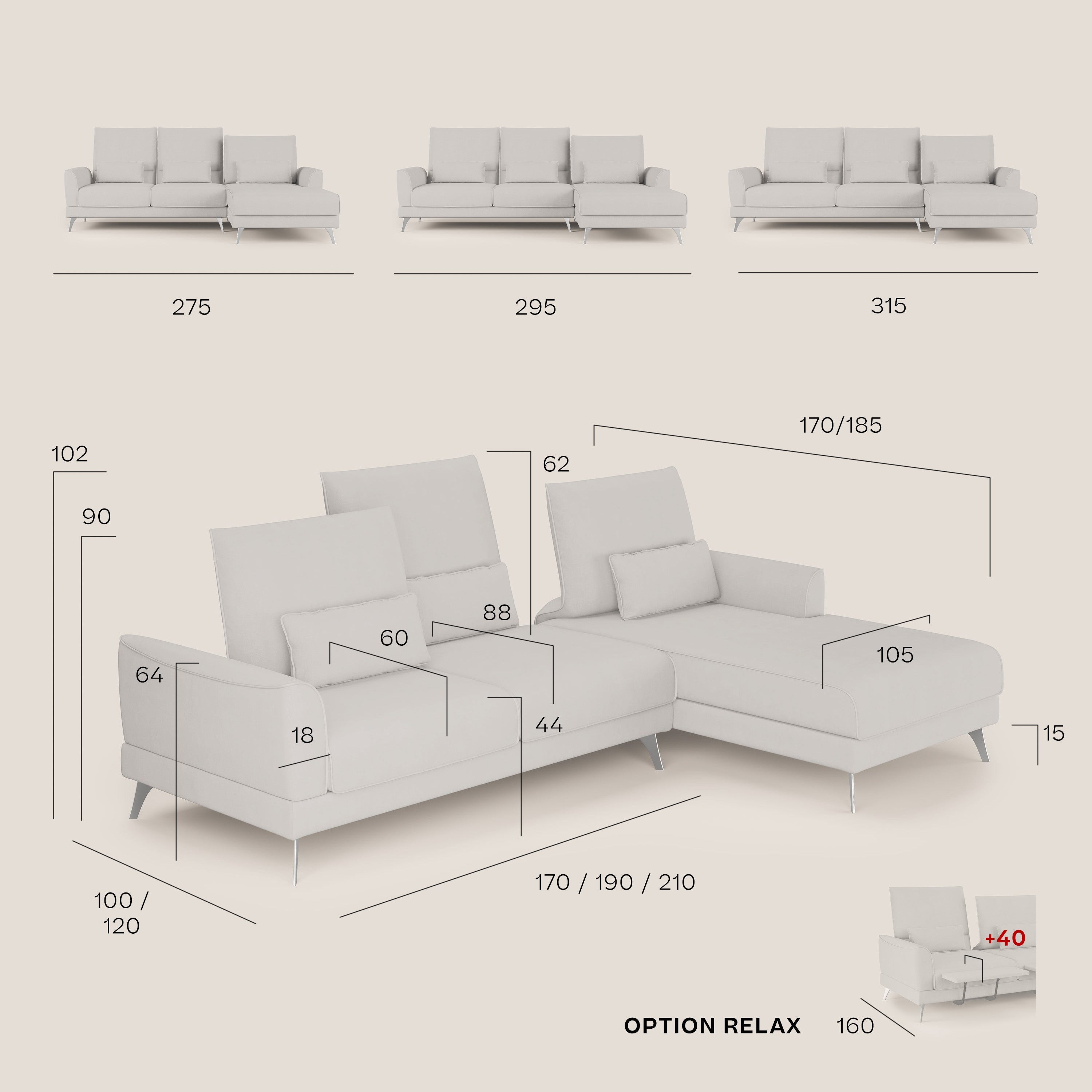 Tommy Divano angolare con relax e schienali traslanti in microfibra smacchiabile T11 grigio chiaro - divani.store