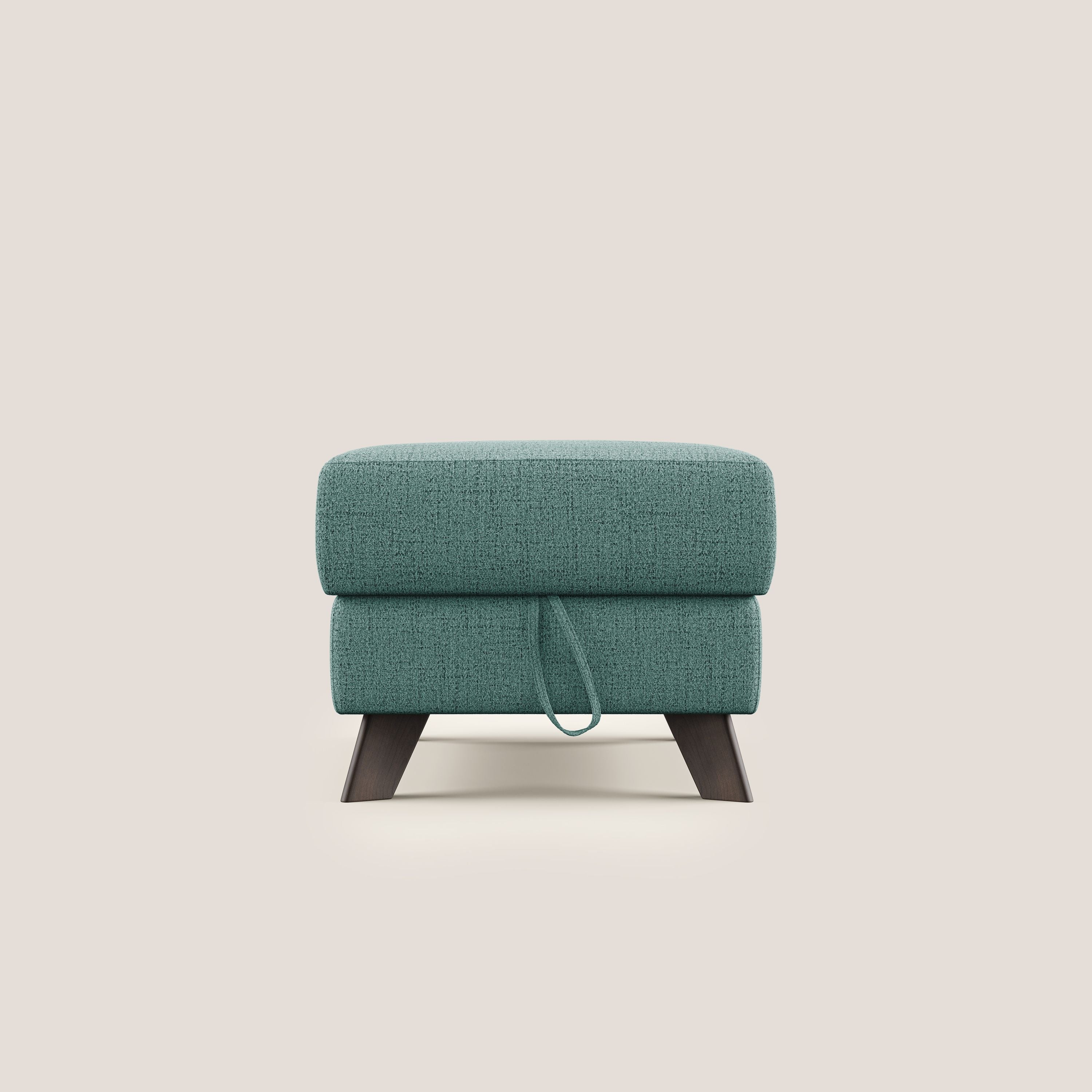 Moon Pouf contenitore e piedini alti in tessuto morbido impermeabile fiammato T03 verde acqua - divani.store