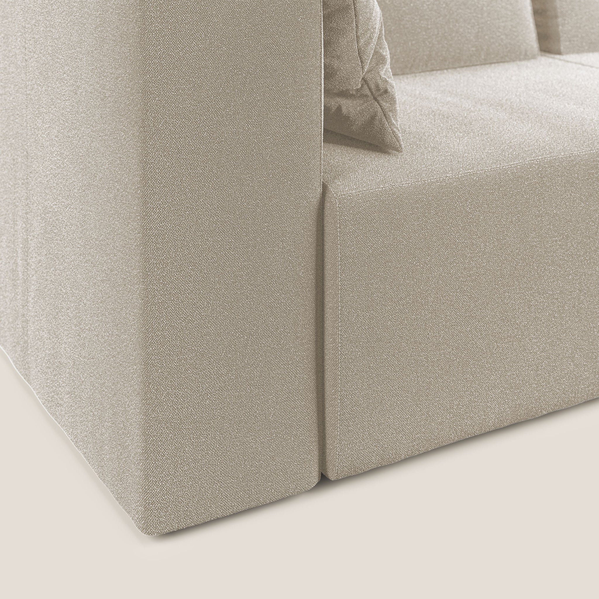 Nettuno divano angolare componibile in morbido tessuto bouclè T07
