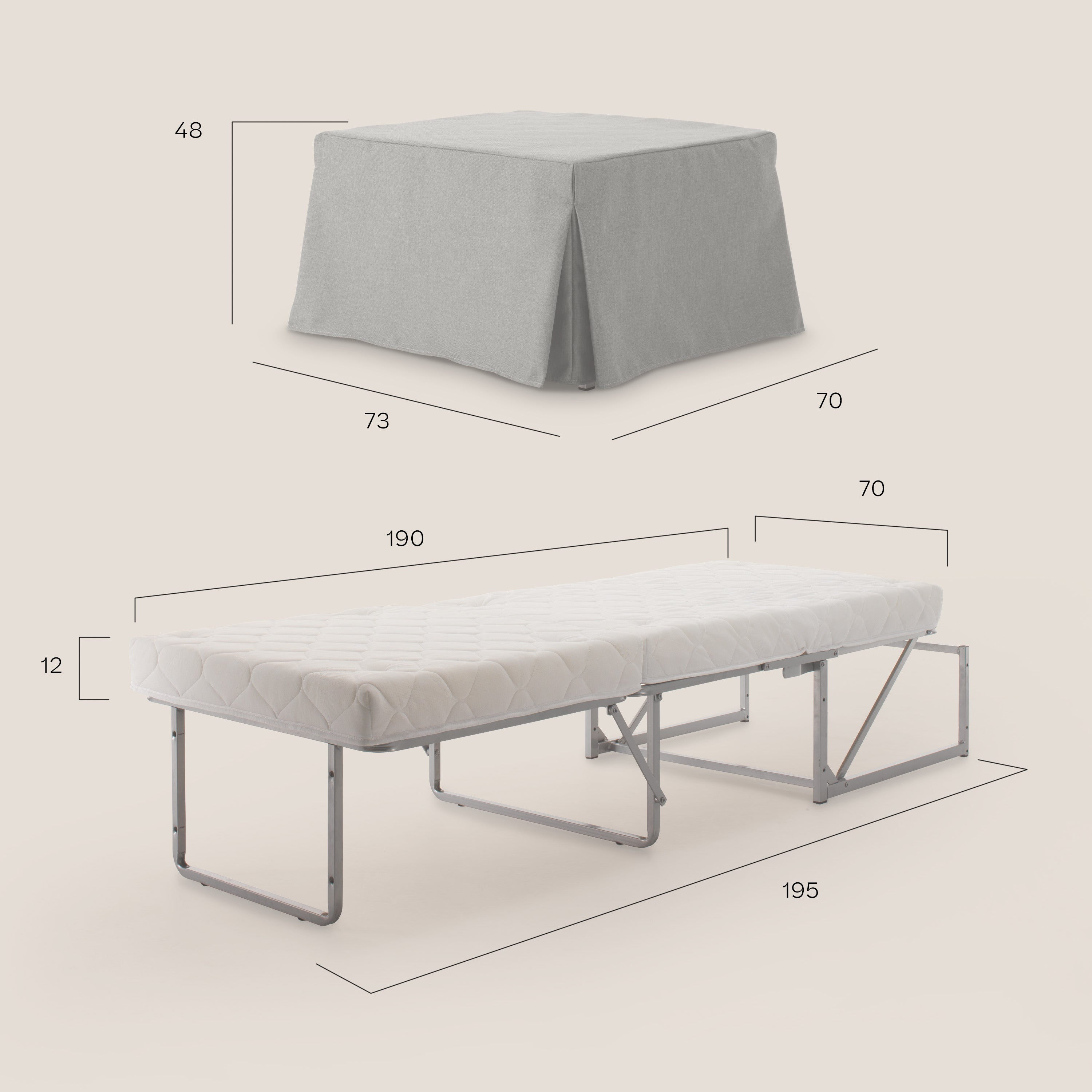 TIP-TOP Pouf LETTO in TESSUTO impermeabile T13 - divani.store