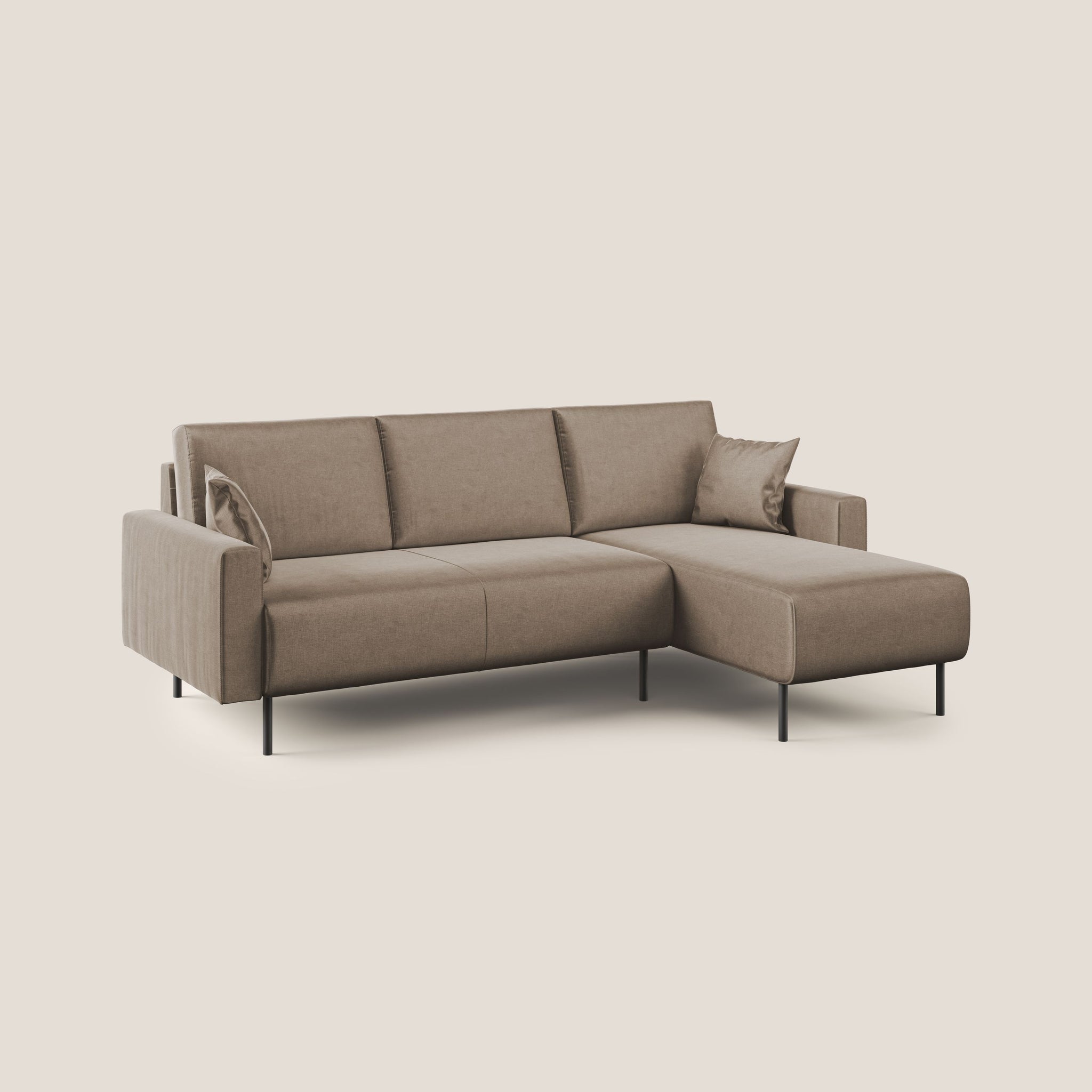 Arthur divano moderno angolare in velluto morbido impermeabile - divano fisso, divano lineare, via_enabled - Divani.Store