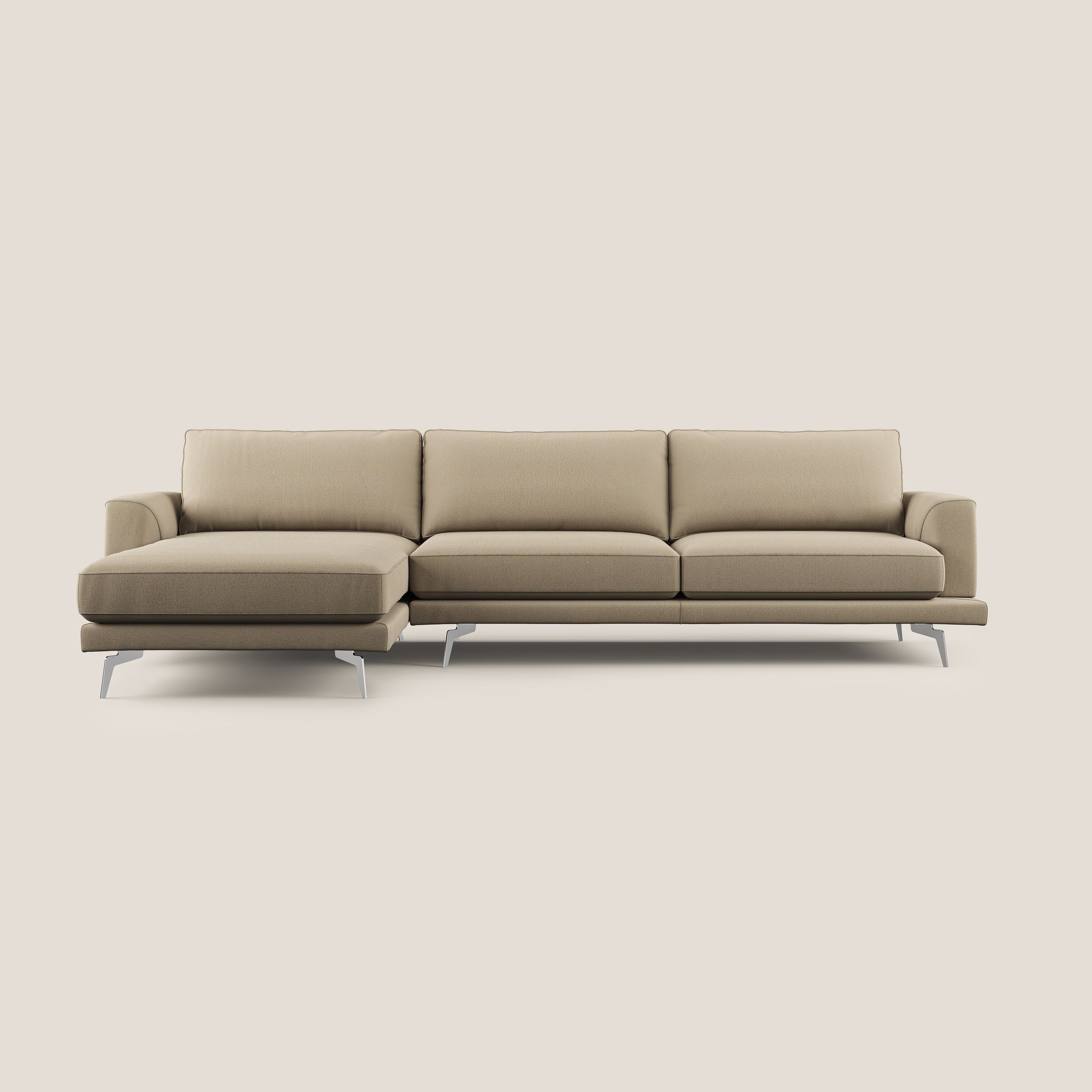 Dorian divano moderno angolare con penisola in tessuto morbido antimacchia T05 - divani.store