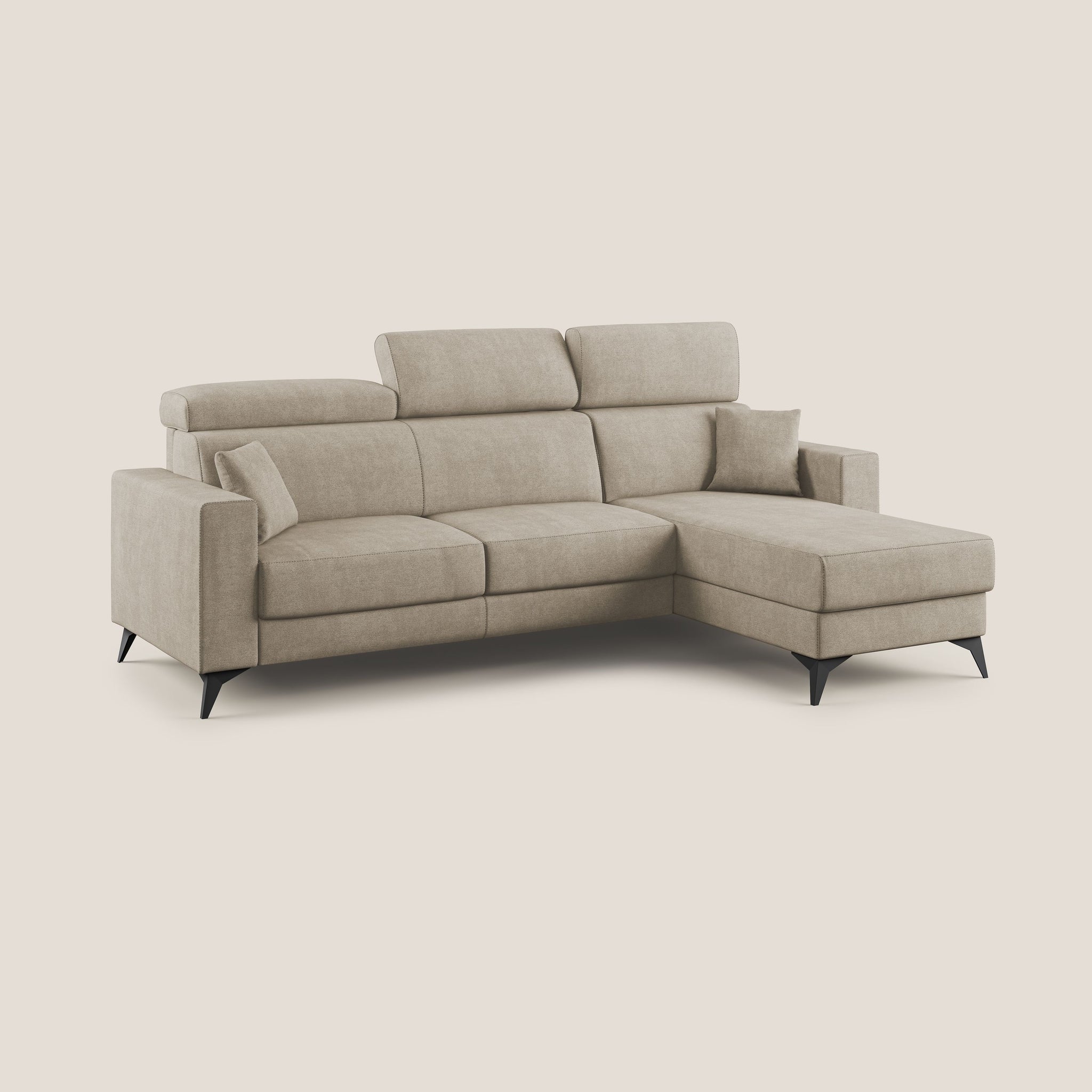 Pegaso divano letto angolare con poggiatesta reclinabili e rivestimento impermeabile T02
