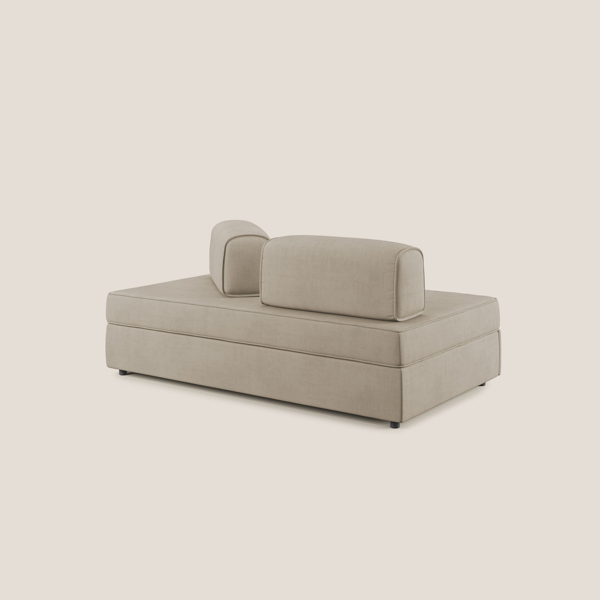 Liberty divano con pouf estraibile e schienali movibili in tessuto morbido impermeabile T02