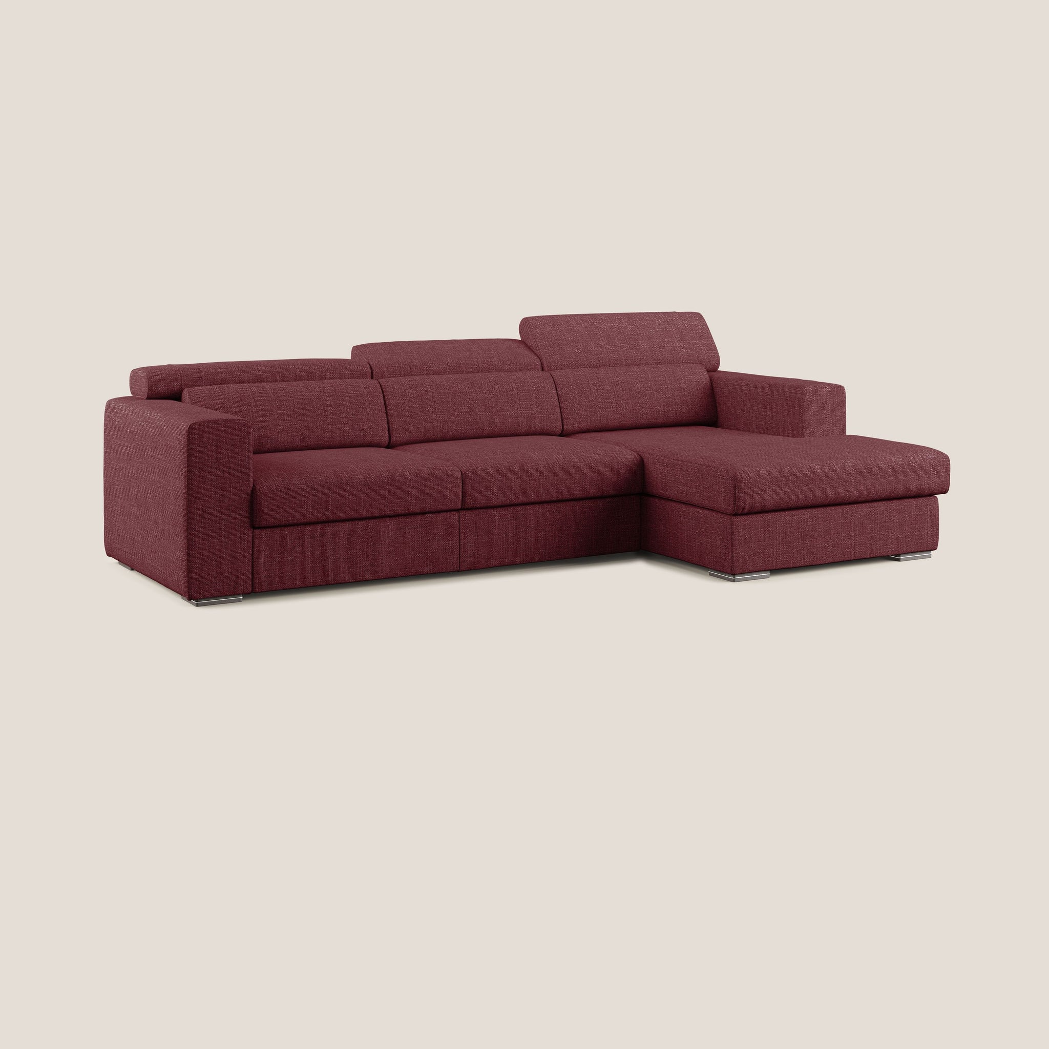 Vegas divano angolare con poggiatesta reclinabili in morbido tessuto impermeabile T06