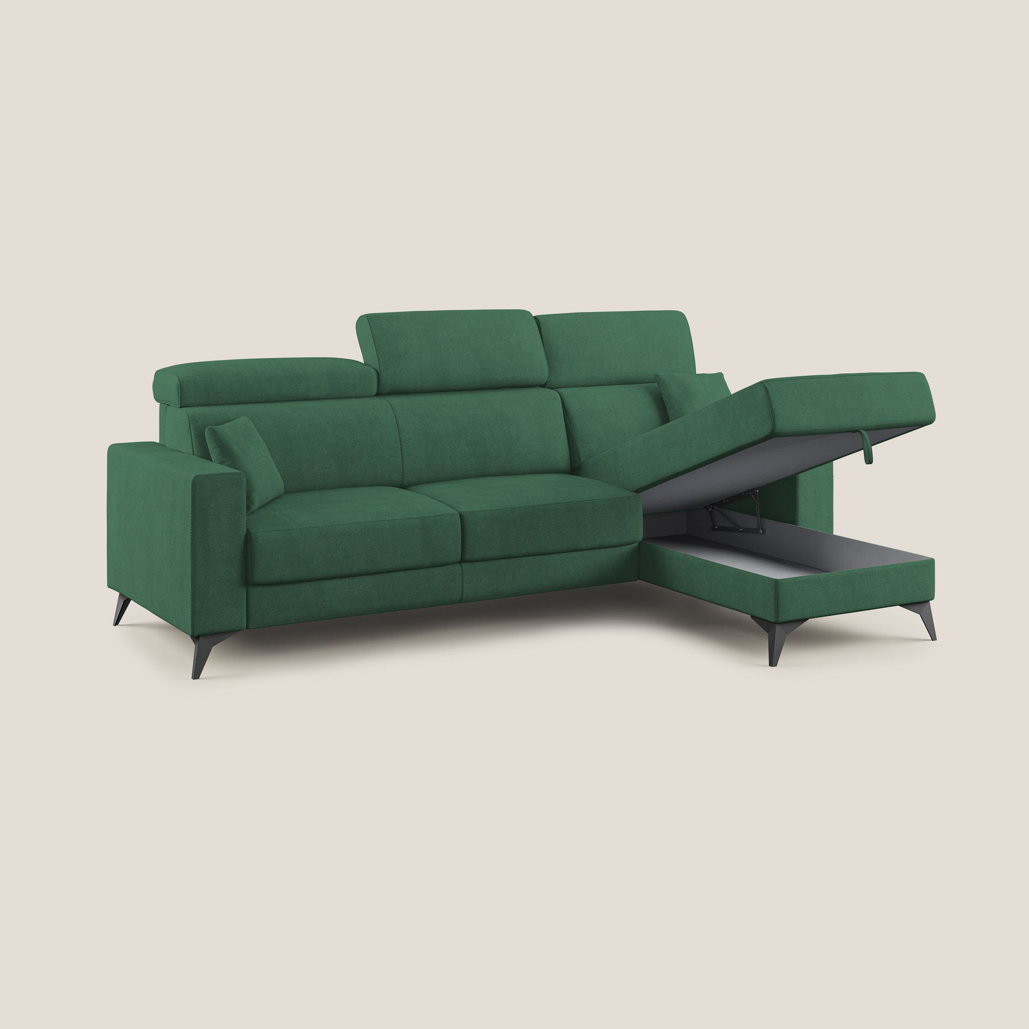 Pegaso divano letto angolare con poggiatesta reclinabili e rivestimento impermeabile T02