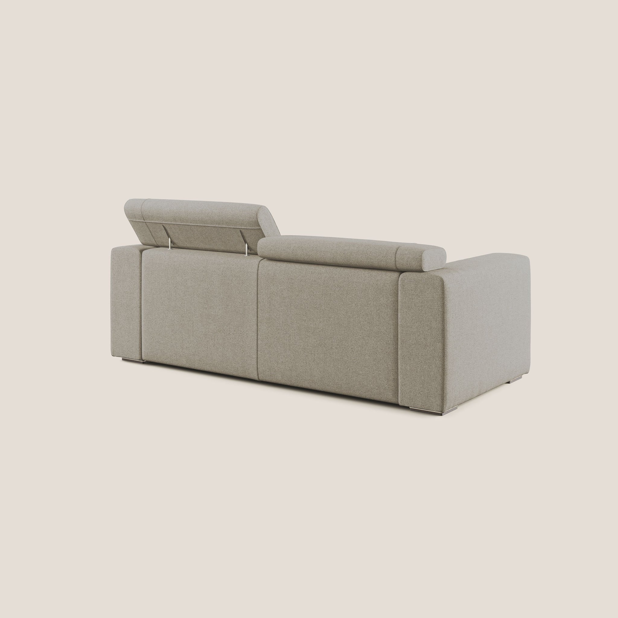 Vegas divano moderno con poggiatesta reclinabili in morbido tessuto smacchiabile T14