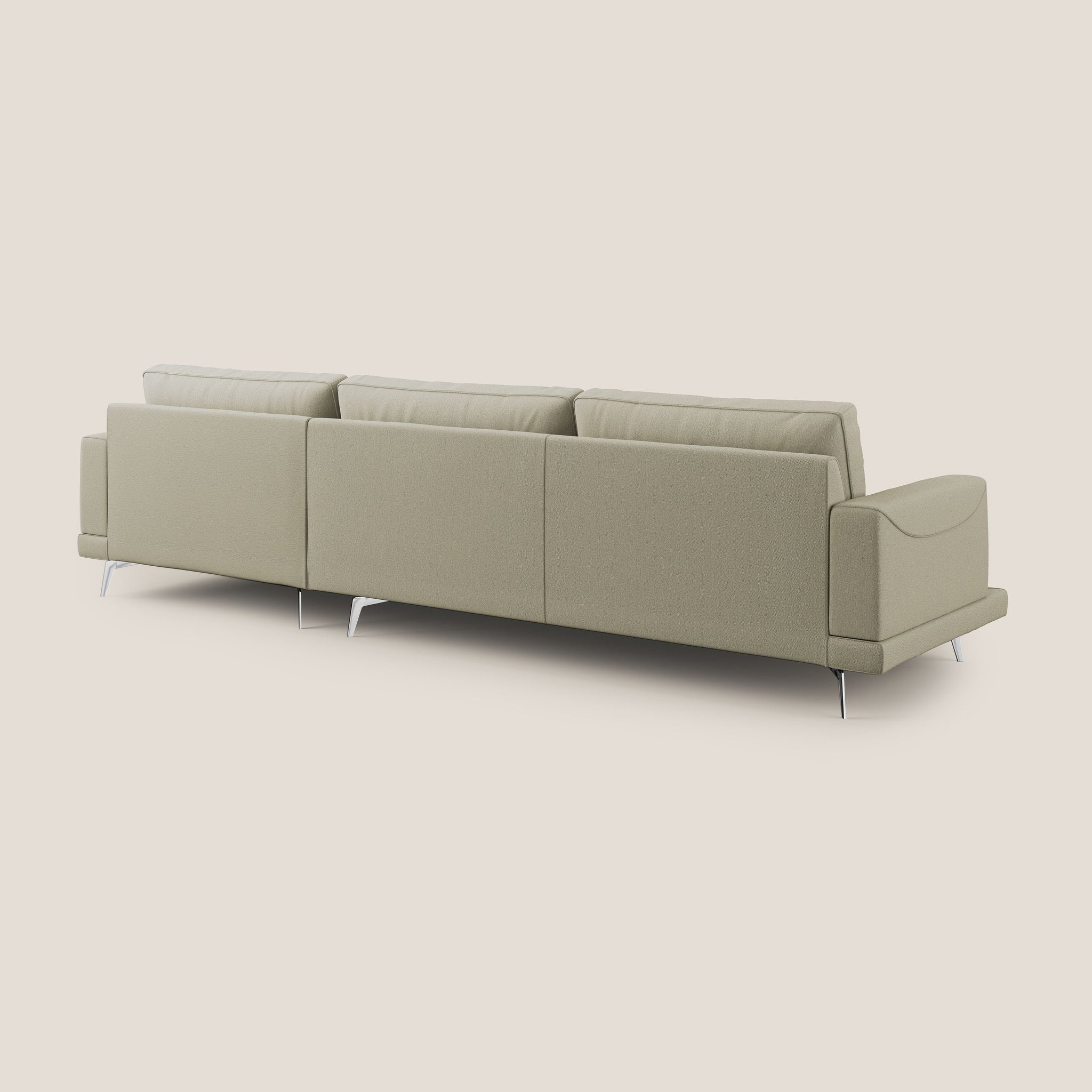 Dorian divano moderno angolare con penisola in tessuto morbido antimacchia T05